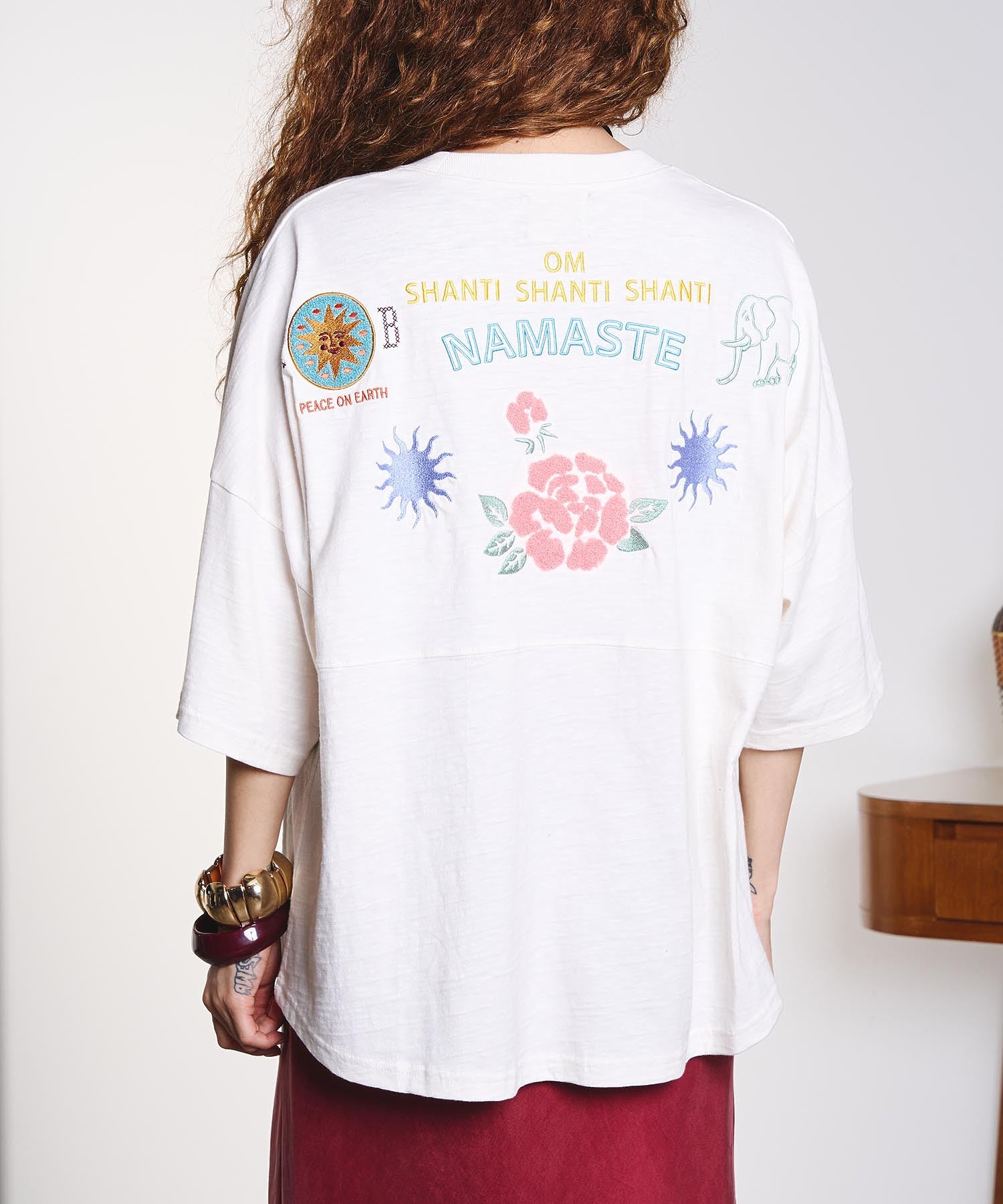 HLAADA for ROSEBUD/EMBROIDERY FOOTBALL TEE