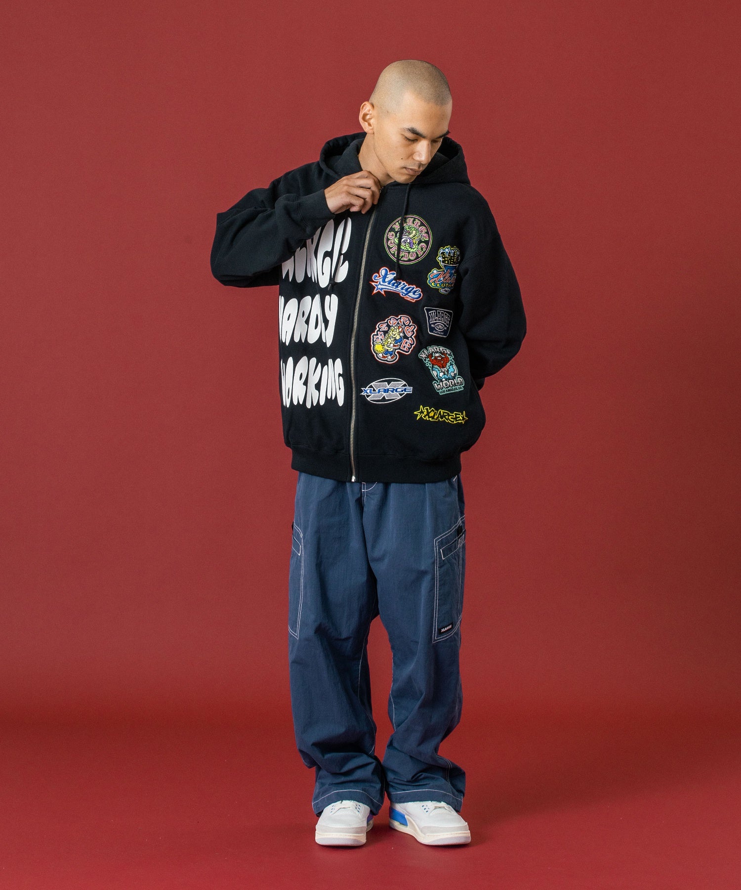 MULTI LOGO ZIP UP HOODED SWEATSHIRT