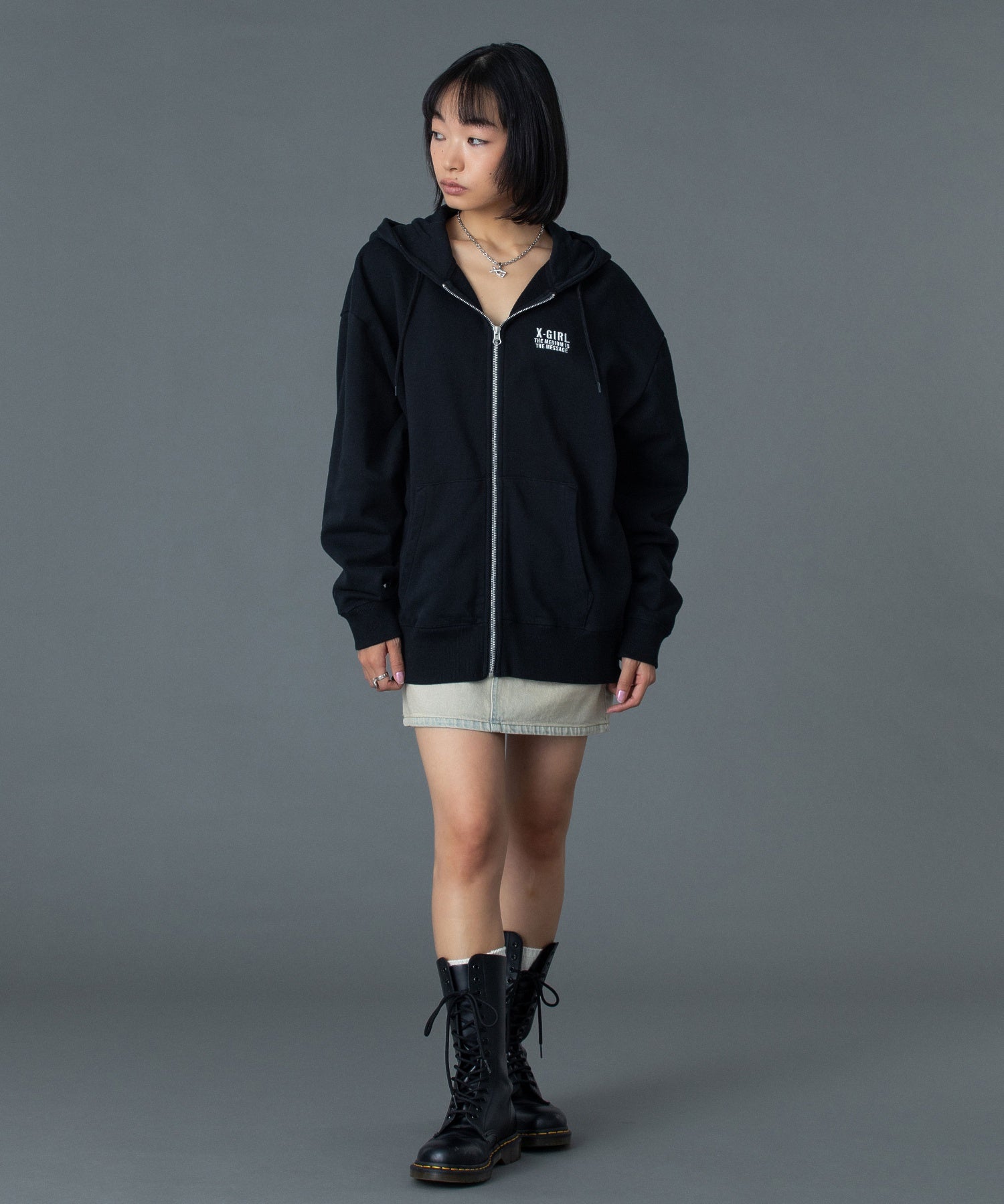 CIRCLE MESSAGE AND FACE ZIP UP SWEAT HOODIE