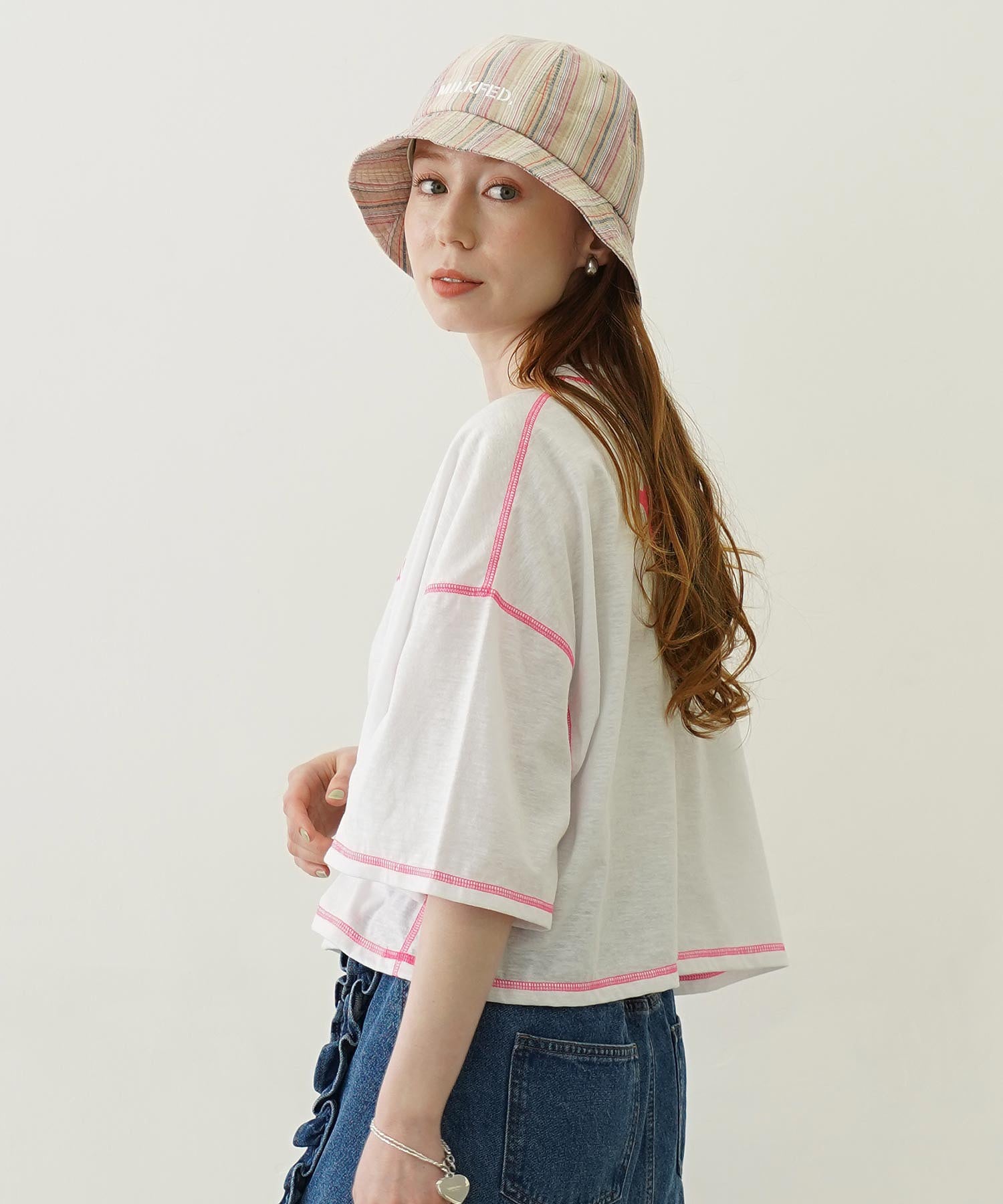 COLOR STITCH WIDE S/S TOP