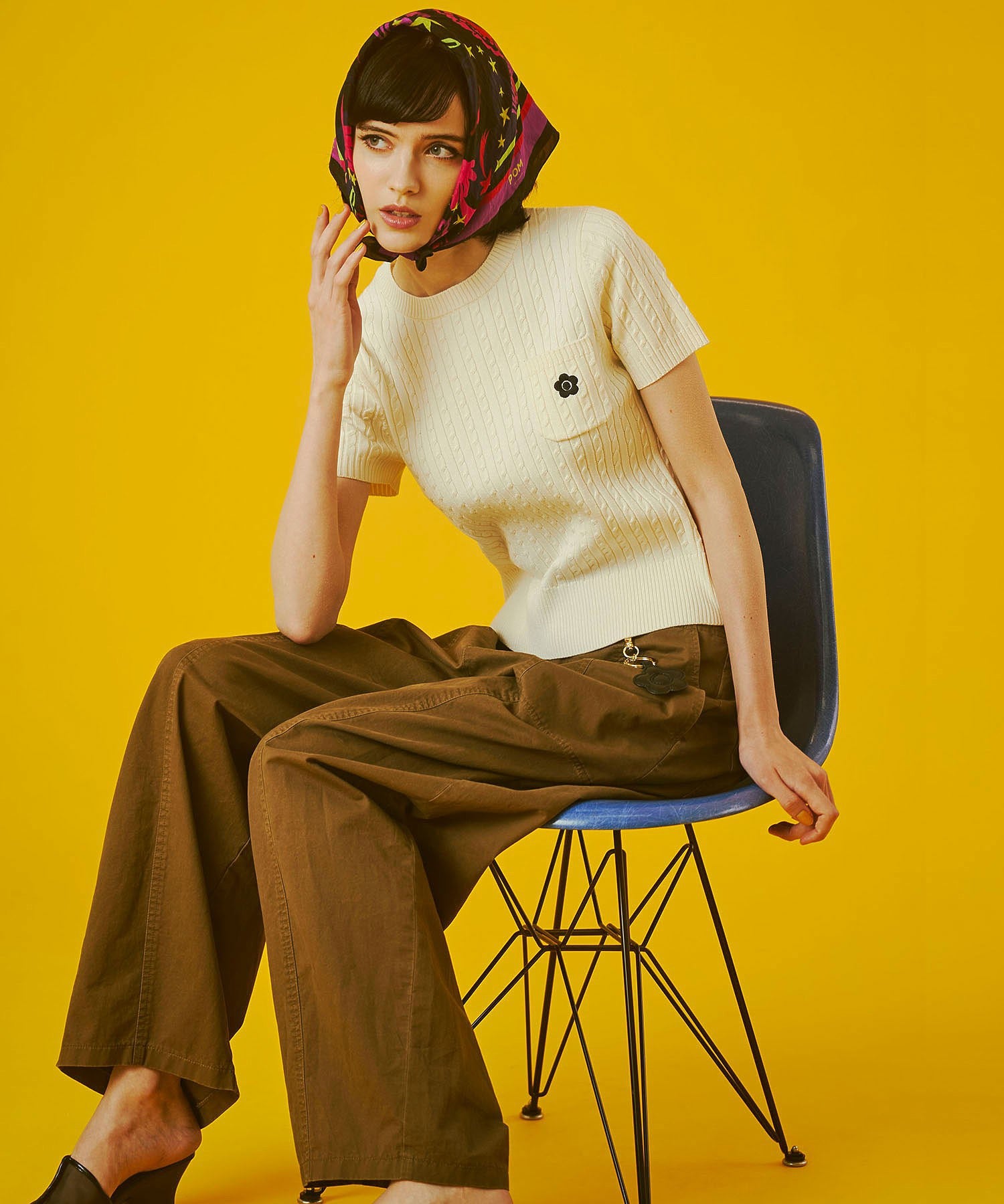 【レッドROSE BUD別注カラー】MARY QUANT/CABLE HALF SLEEVE KNIT