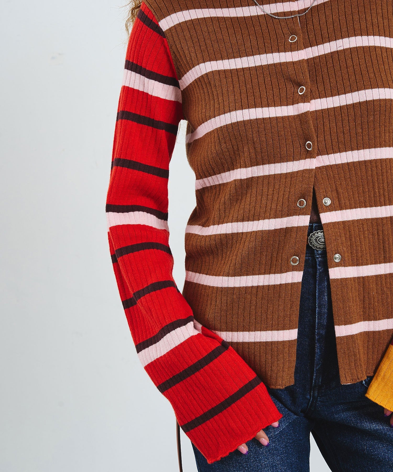 CREOLME/MULTI STRIPE KNIT CARDIGAN