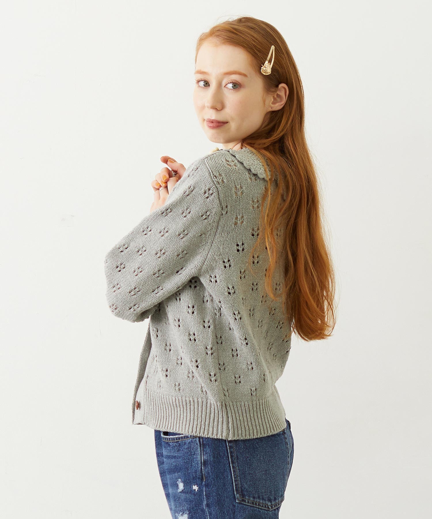 STRAWBERRY FLOWER KNIT CARDIGAN