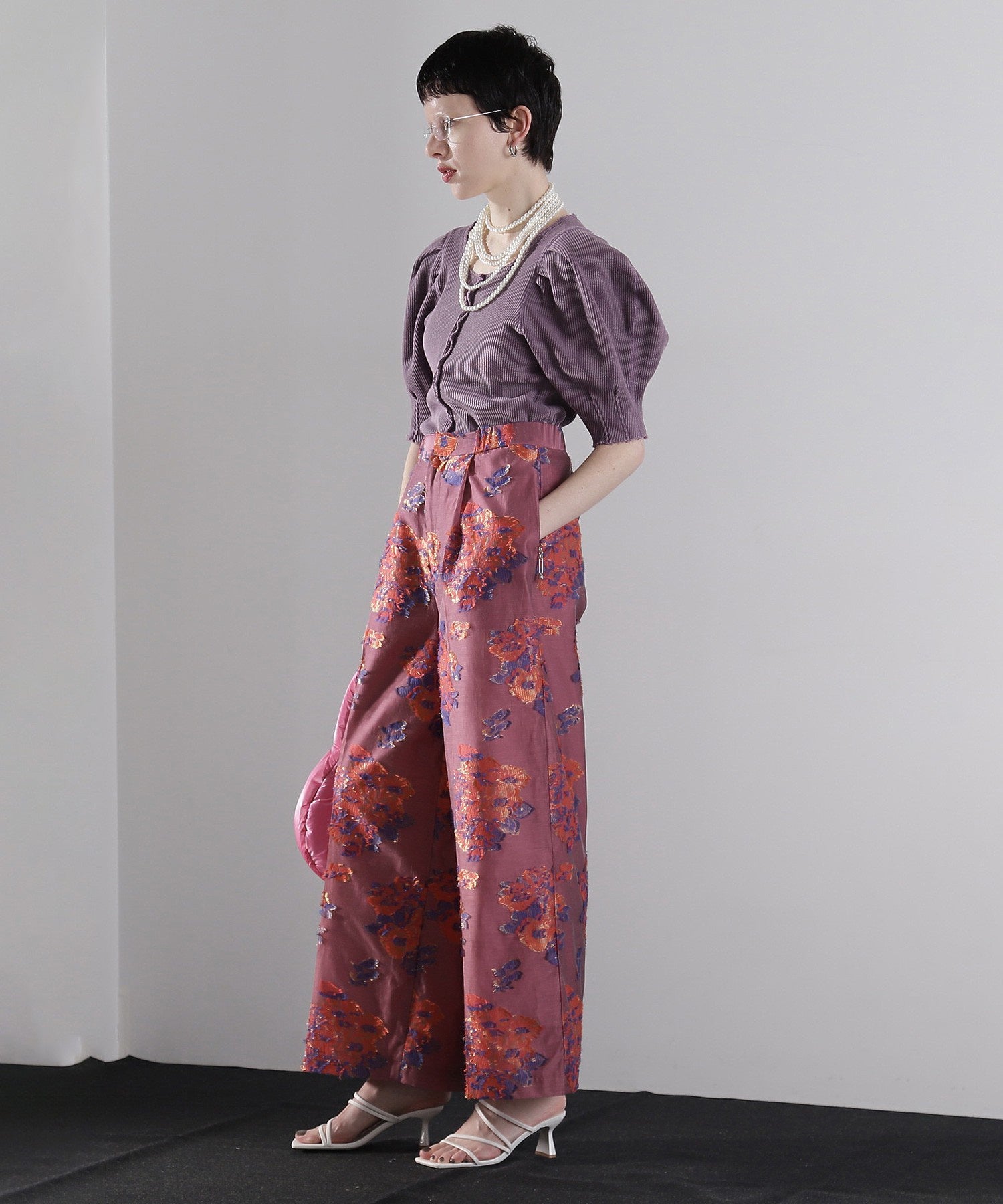 mici/ボリュームスリーブワッフルトップス