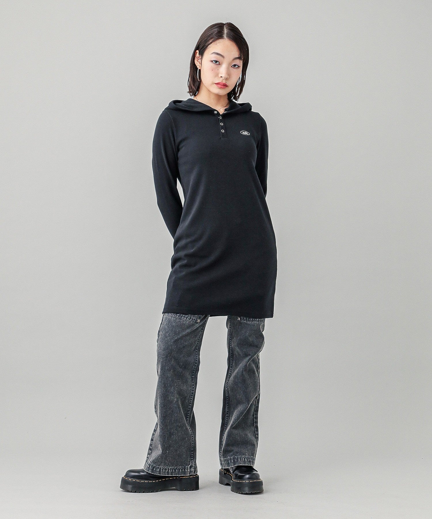 RIB HOODIE DRESS