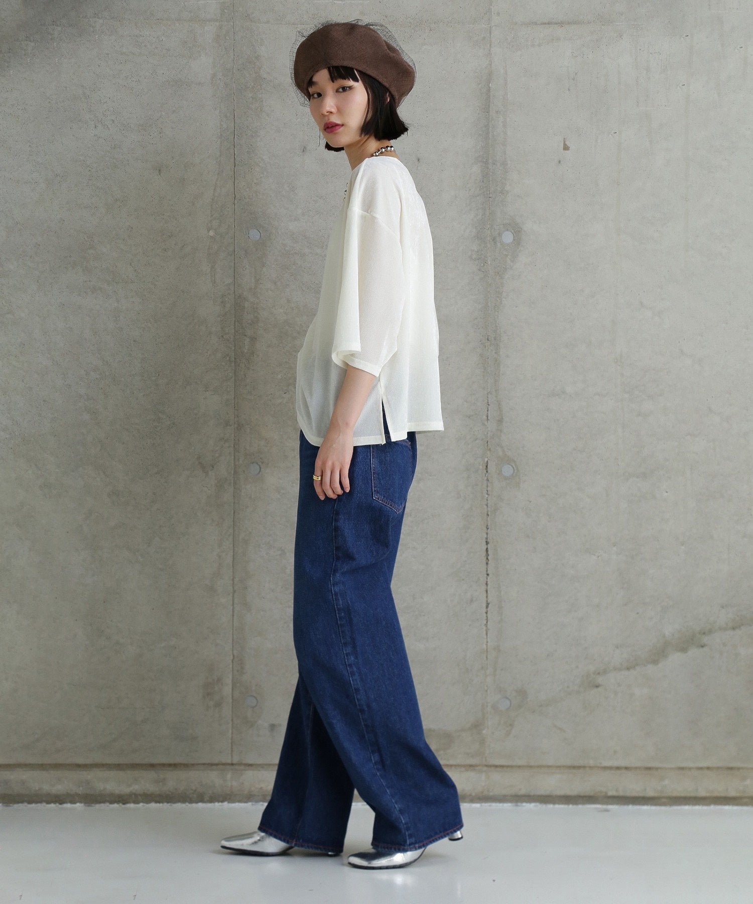 CHIGNON/ベロアメッシュTシャツ