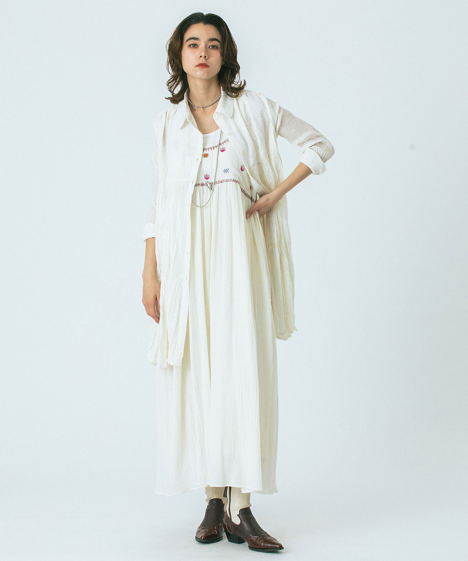 HLAADA for ROSE BUD/EMBROIDERY SLIP DRESS