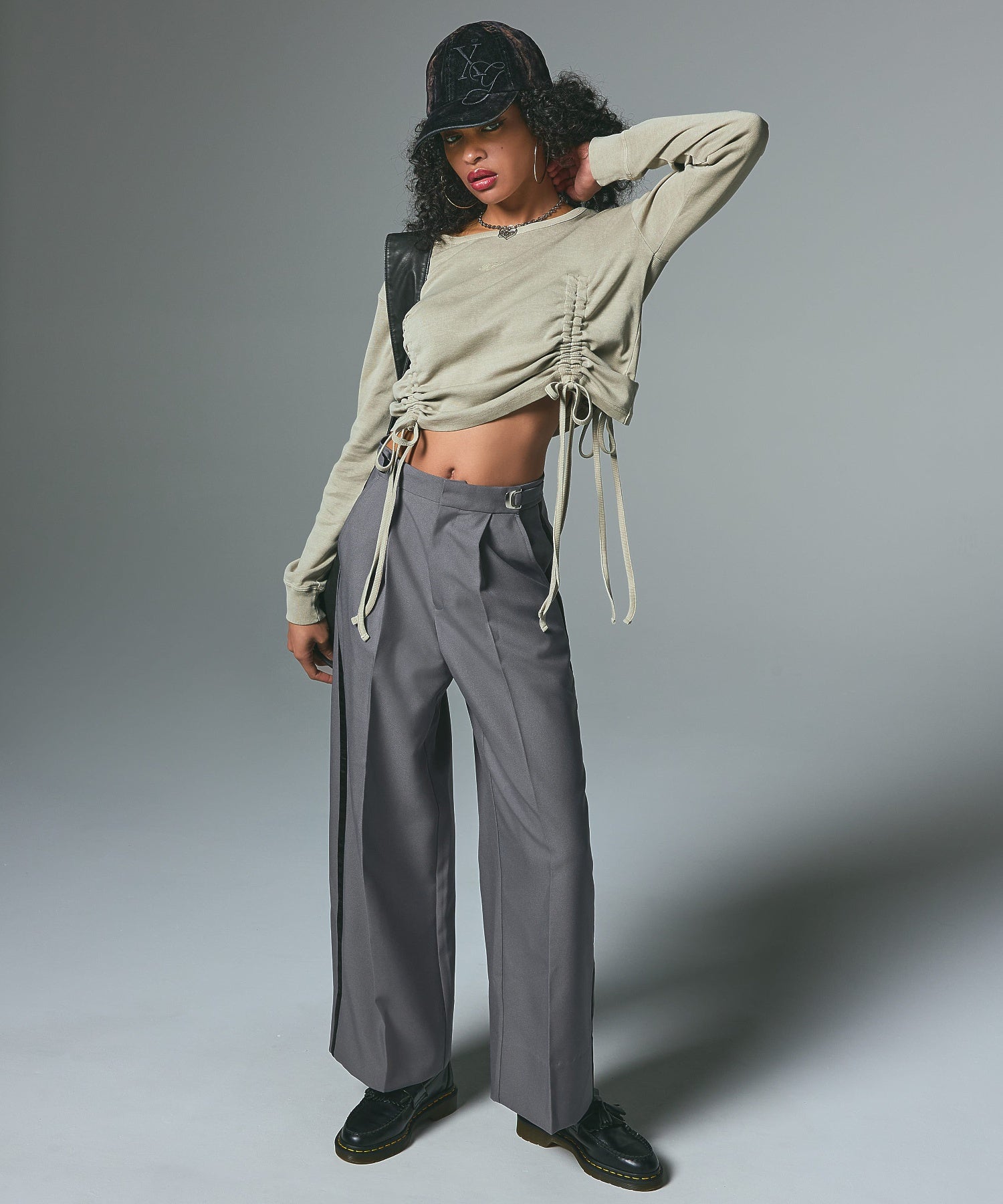 WAIST ADJUSTABLE WIDE TUCK PANTS