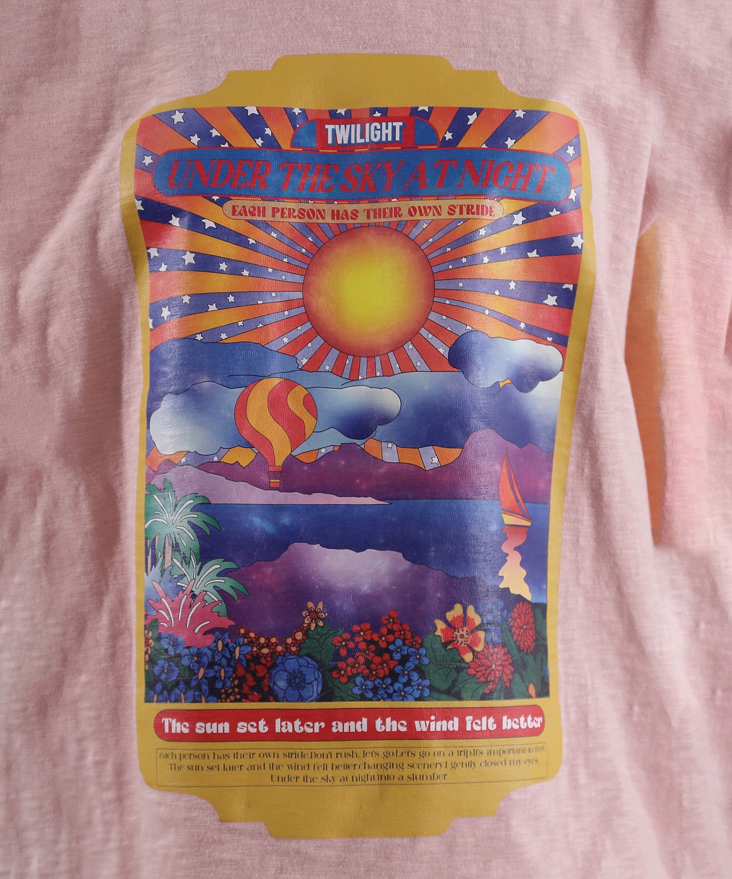 OKIRAKU×ROSE BUD/袖配色 プリントTシャツ