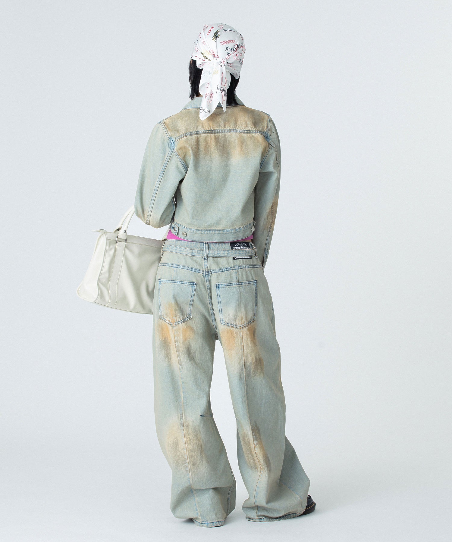 FADED FACE LABEL COMPACT DENIM JACKET