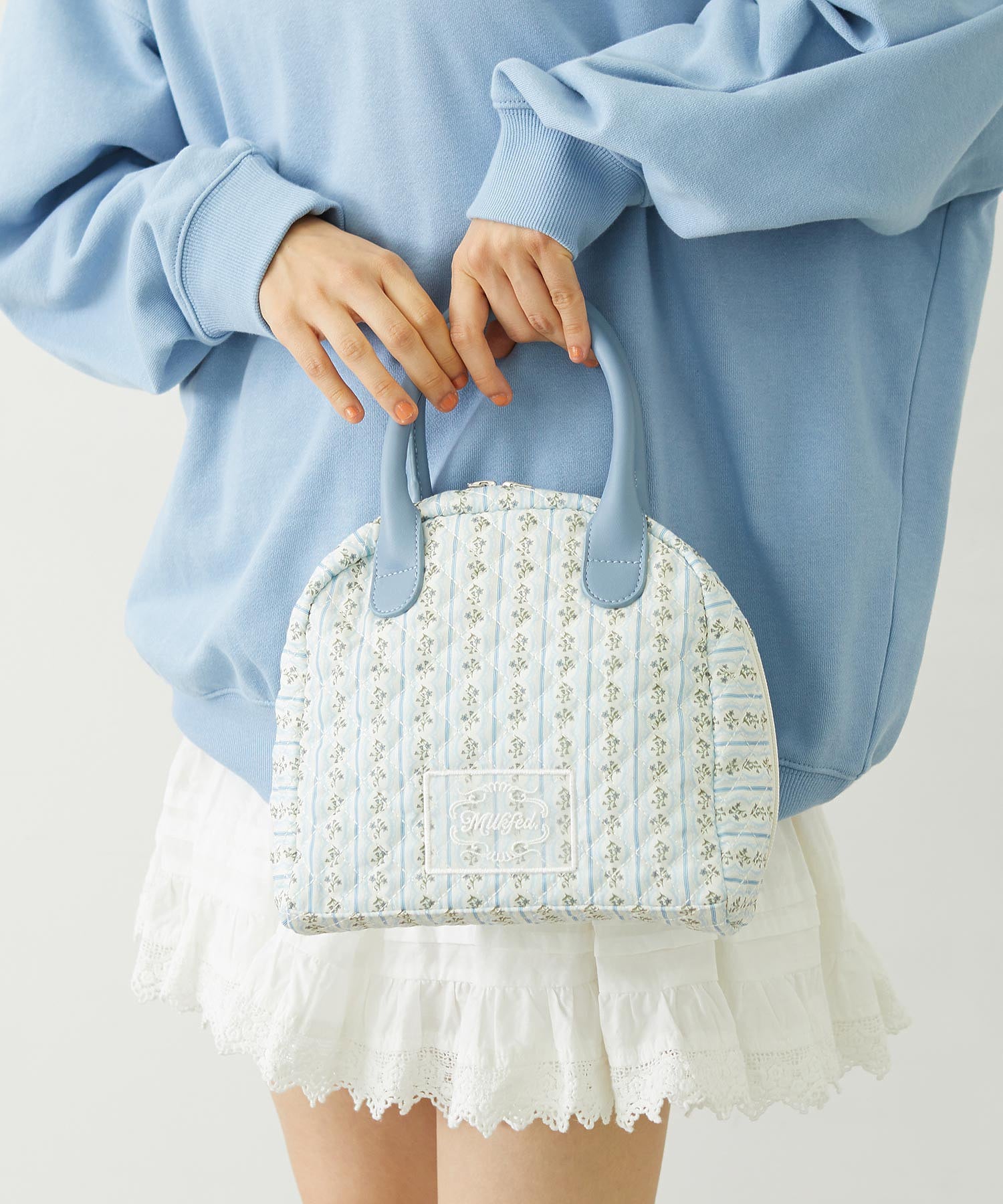 STRIPED FLOWER QUILTED BAG