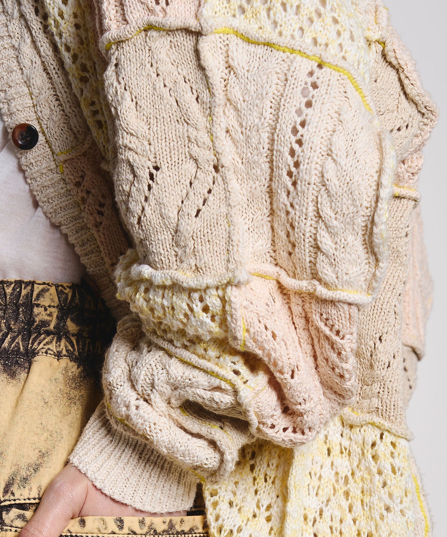 CREOLME/PATCHWORK KNIT CARDIGAN