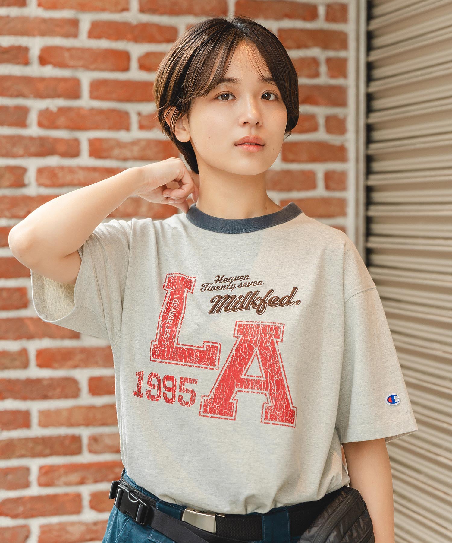 MILKFED.×CHAMPION LA LOGO S/S TEE