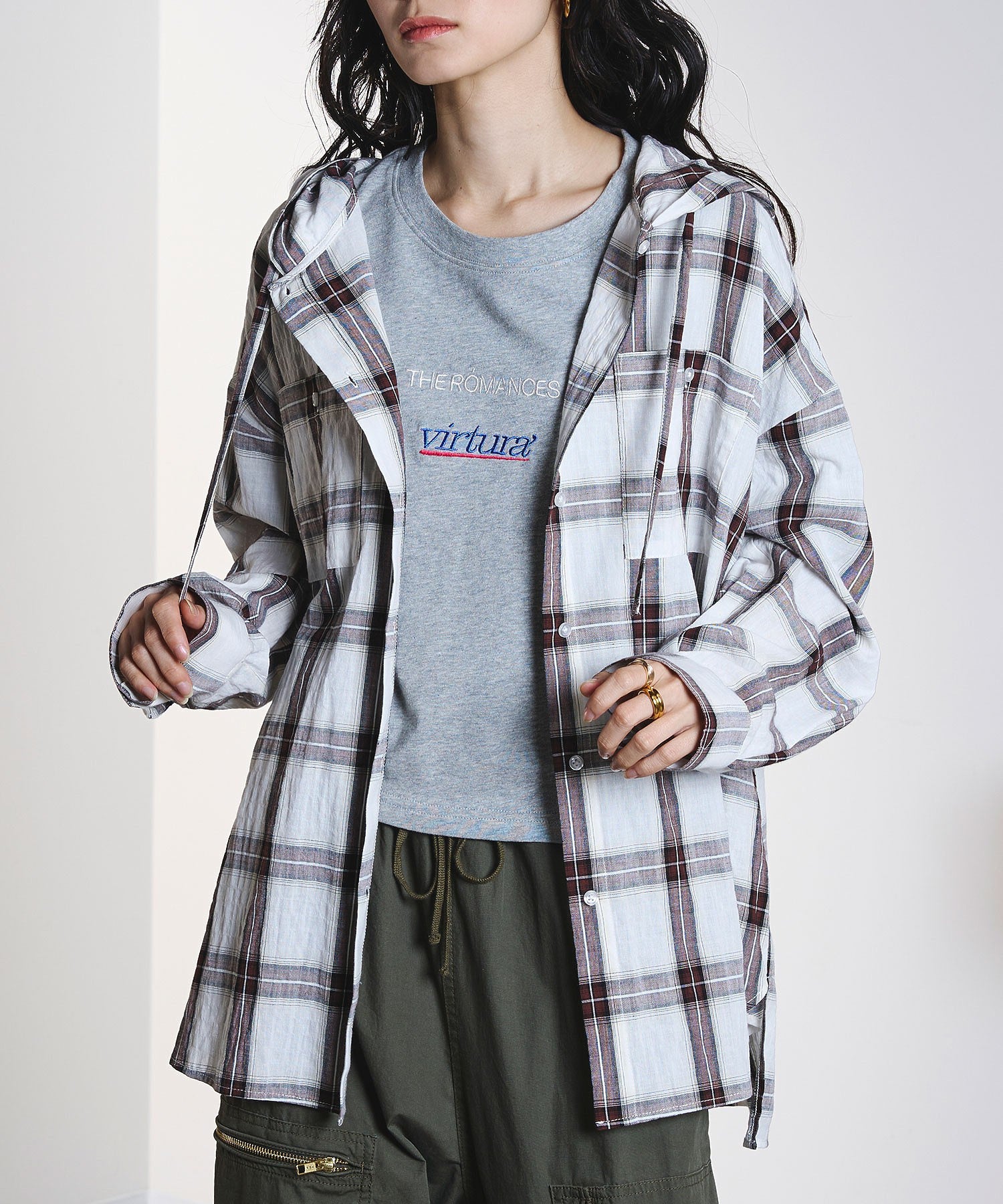 HOODED CHECK SHIRT
