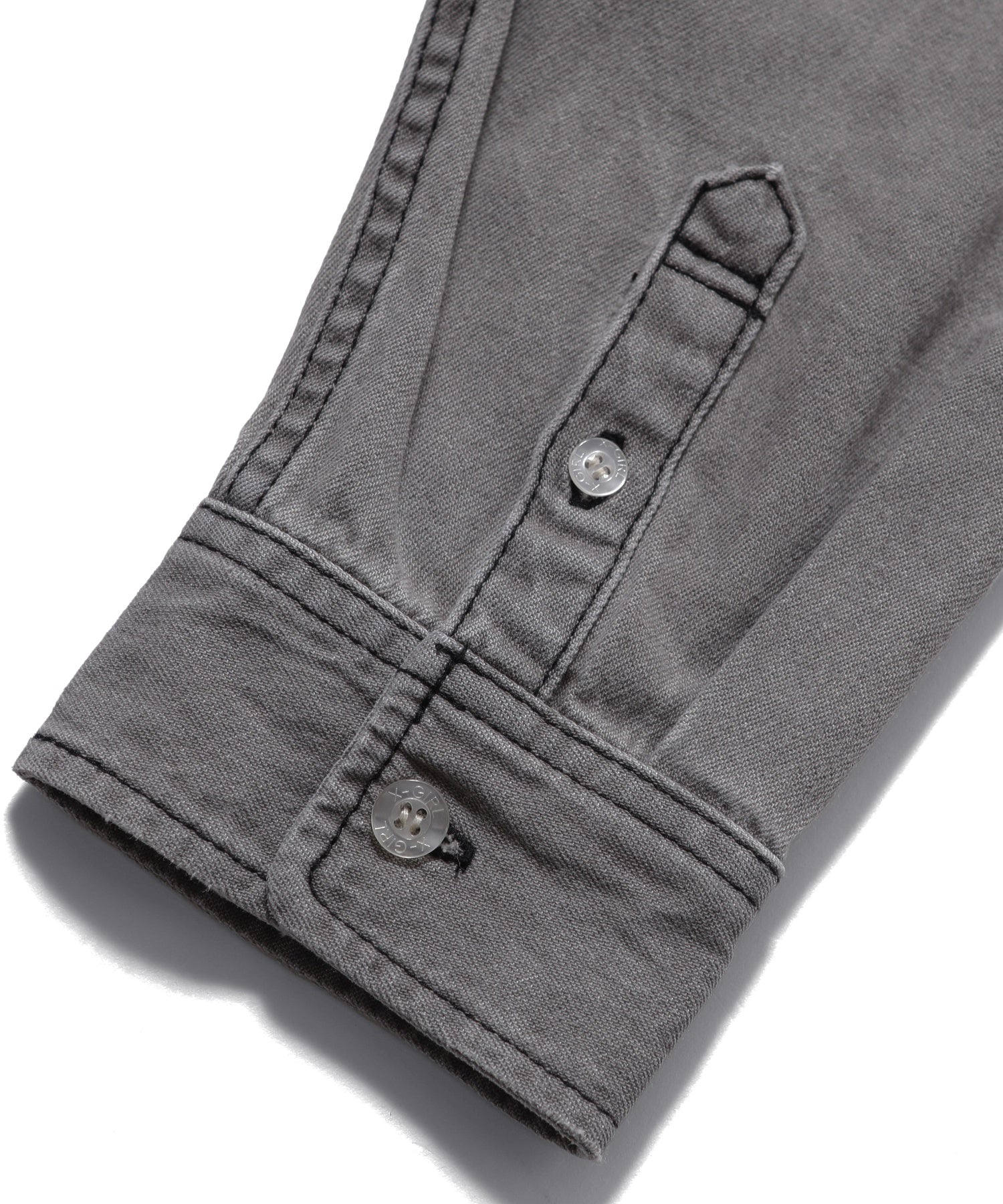 SCRIPT LOGO BLEACHED DENIM SHIRT