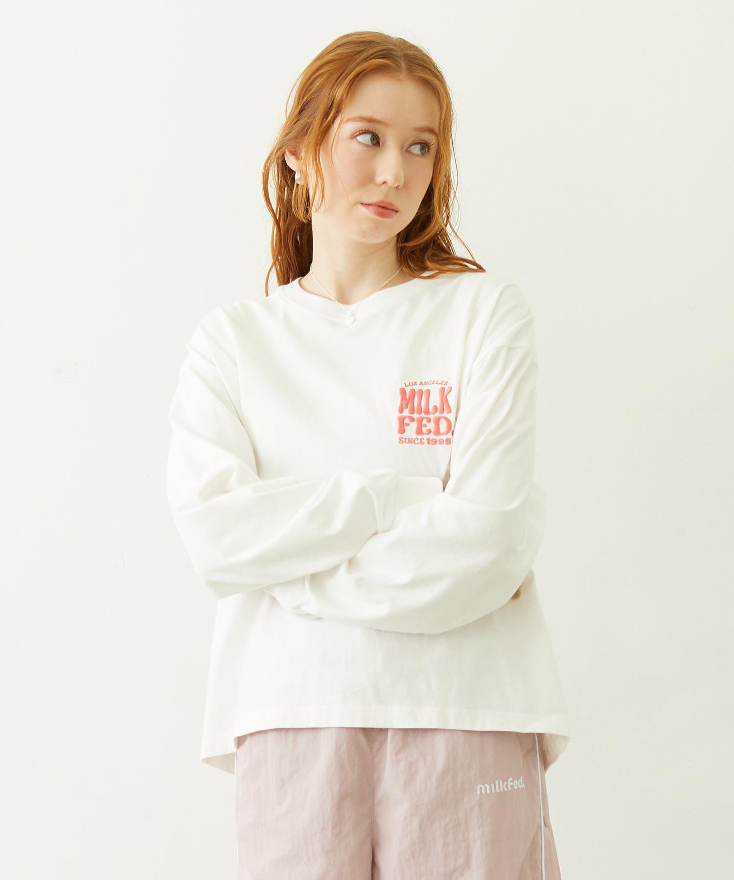 FLOWER DOT PATTERN LOGO WIDE L/S TEE