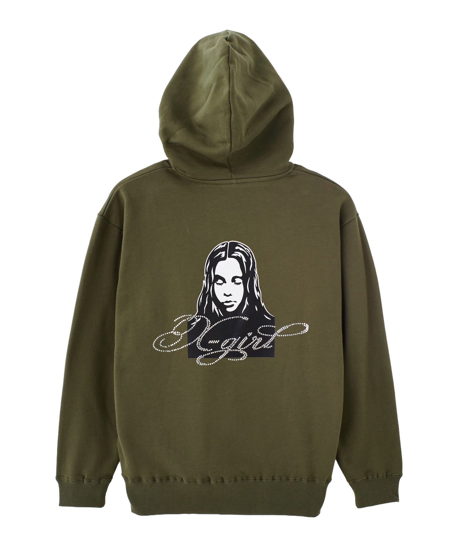 RHINESTONE LOGO AND FACE ZIP UP SWEAT HOODIE