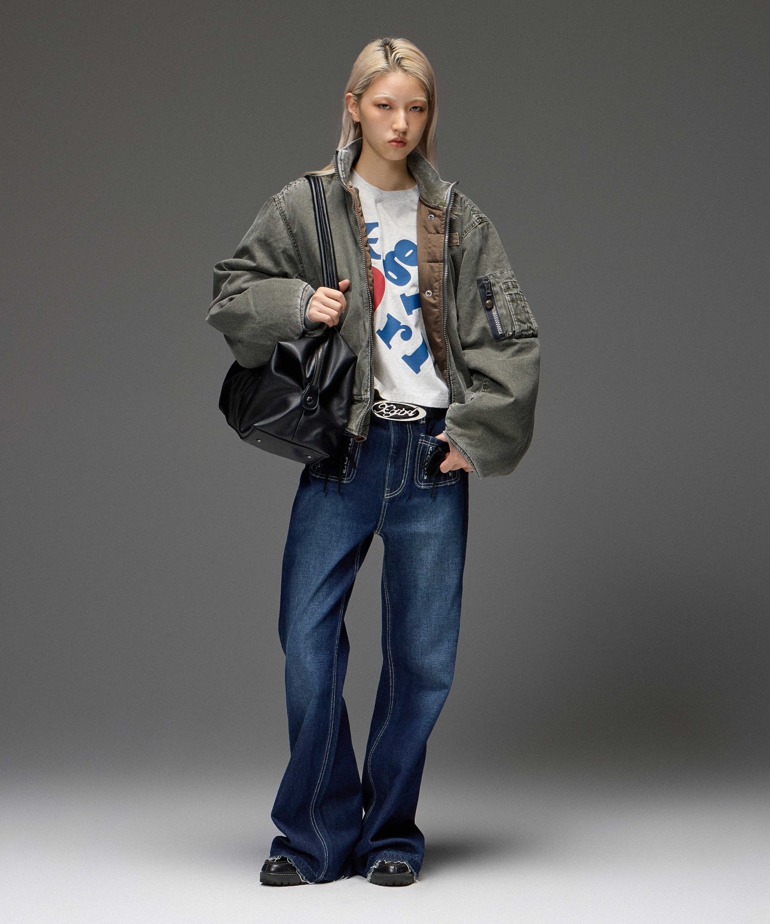 HEART POCKET FLARE DENIM PANTS