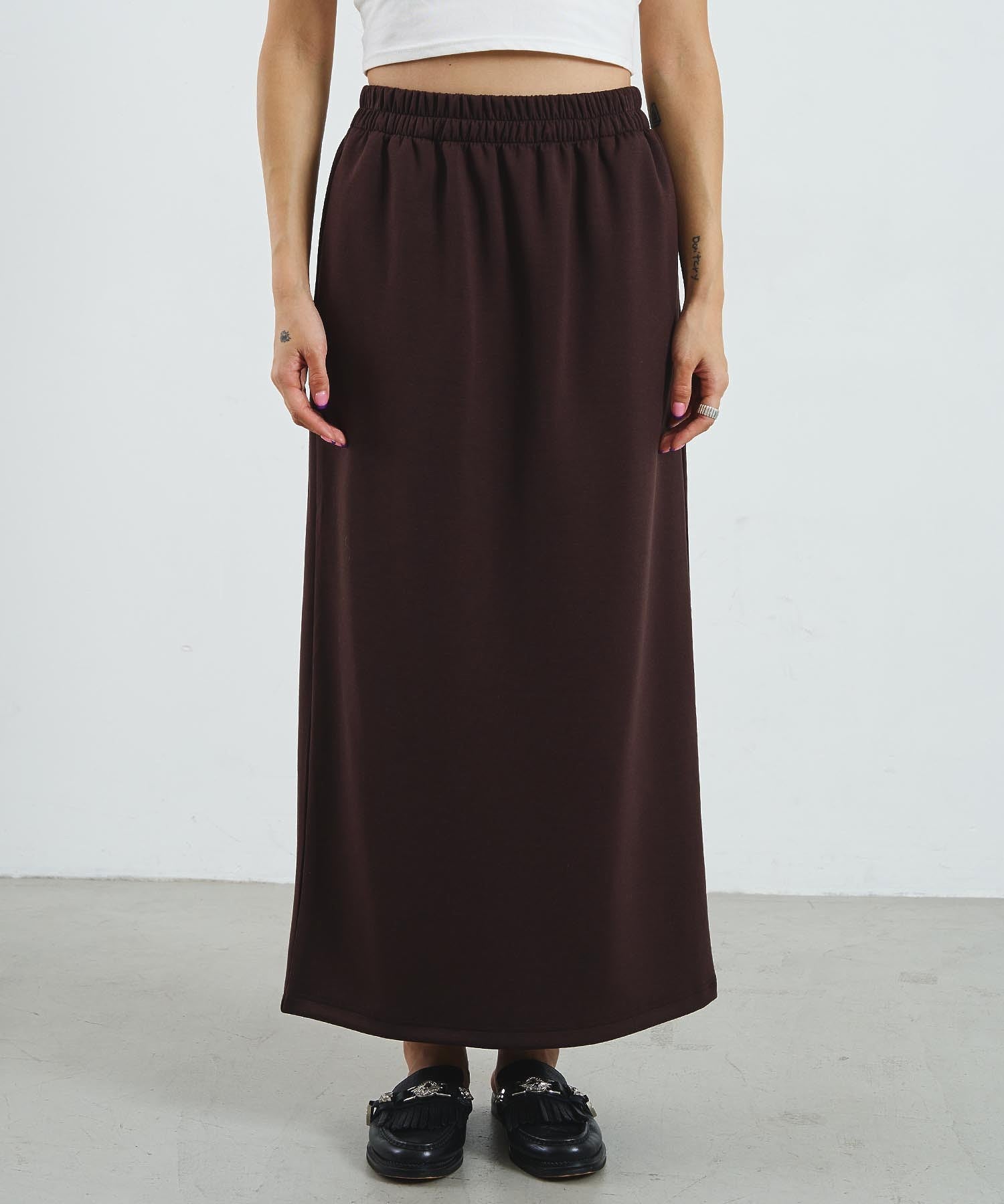 MIXED FABRIC HOODIE AND SKIRT SET