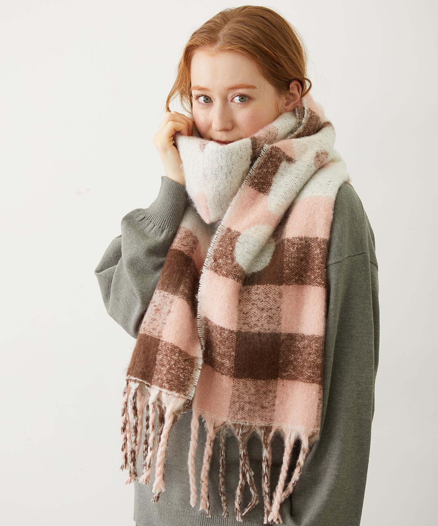 GINGHAM CHECK LOGO STOLE