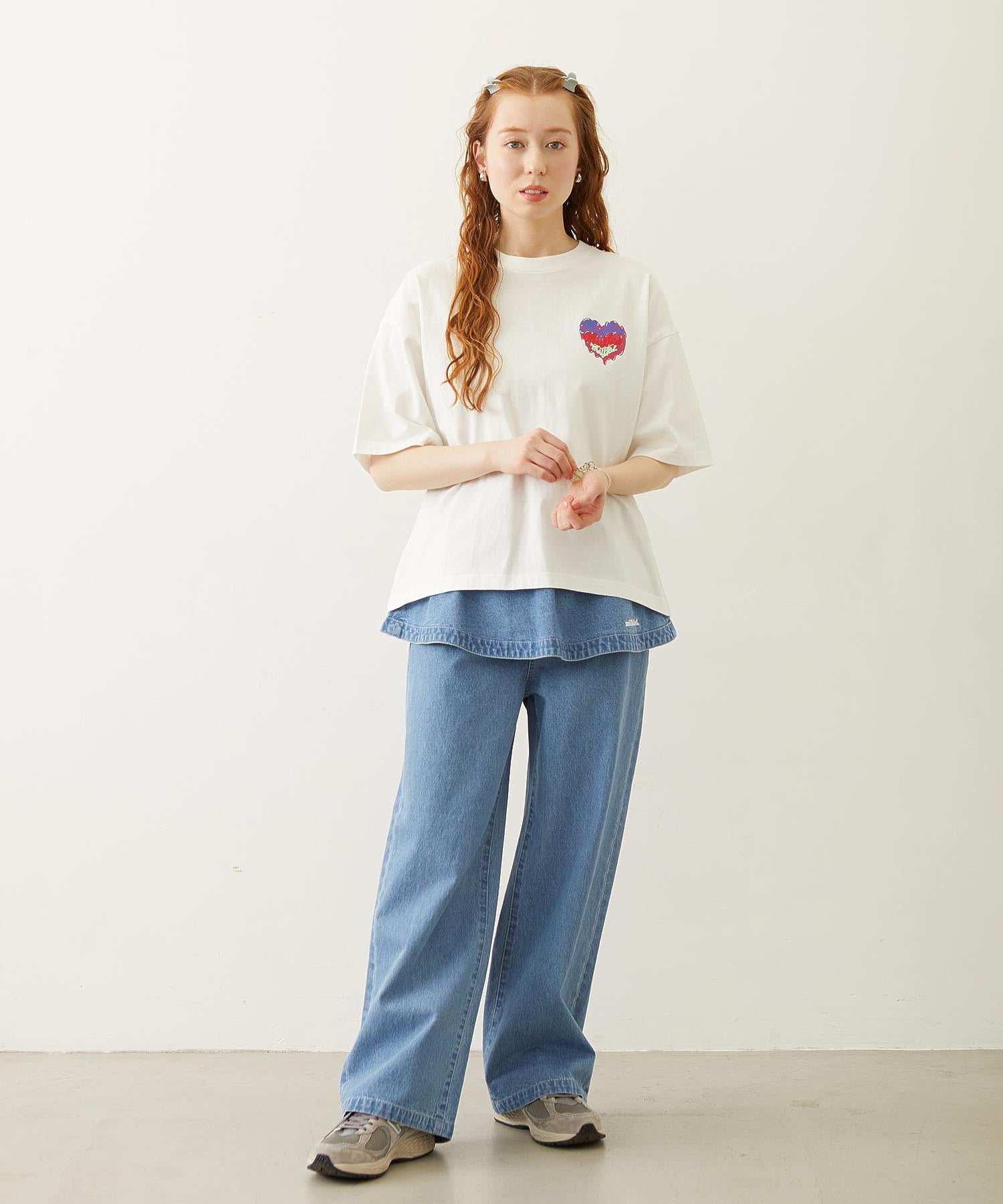 MELTY GLITTER HEART WIDE S/S TEE