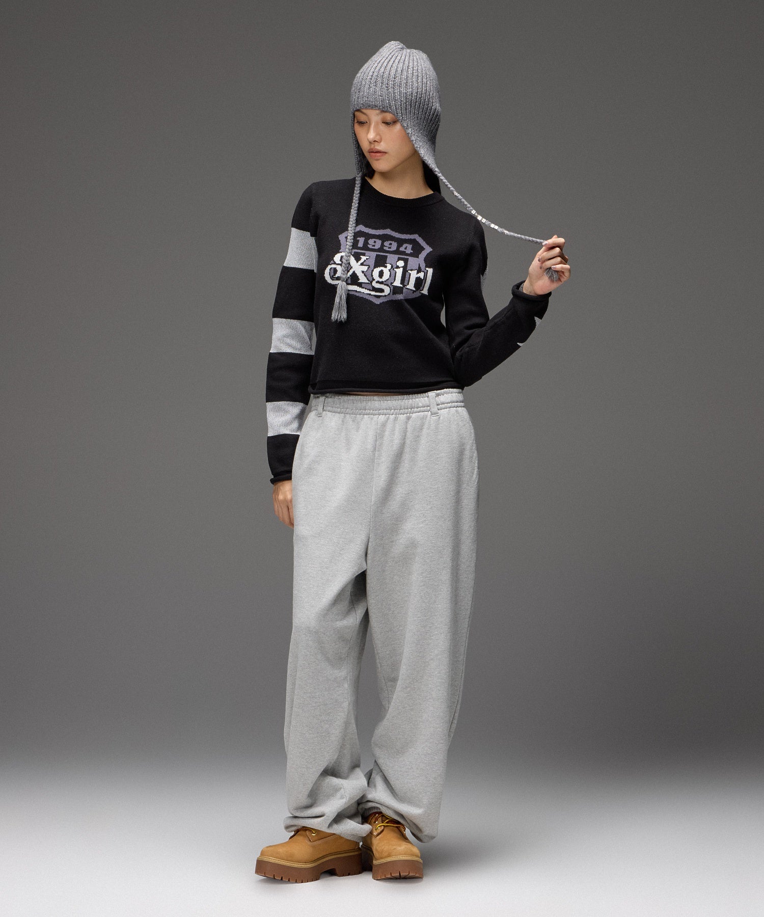 EMBLEM LOGO JACQUARD COMPACT KNIT TOP