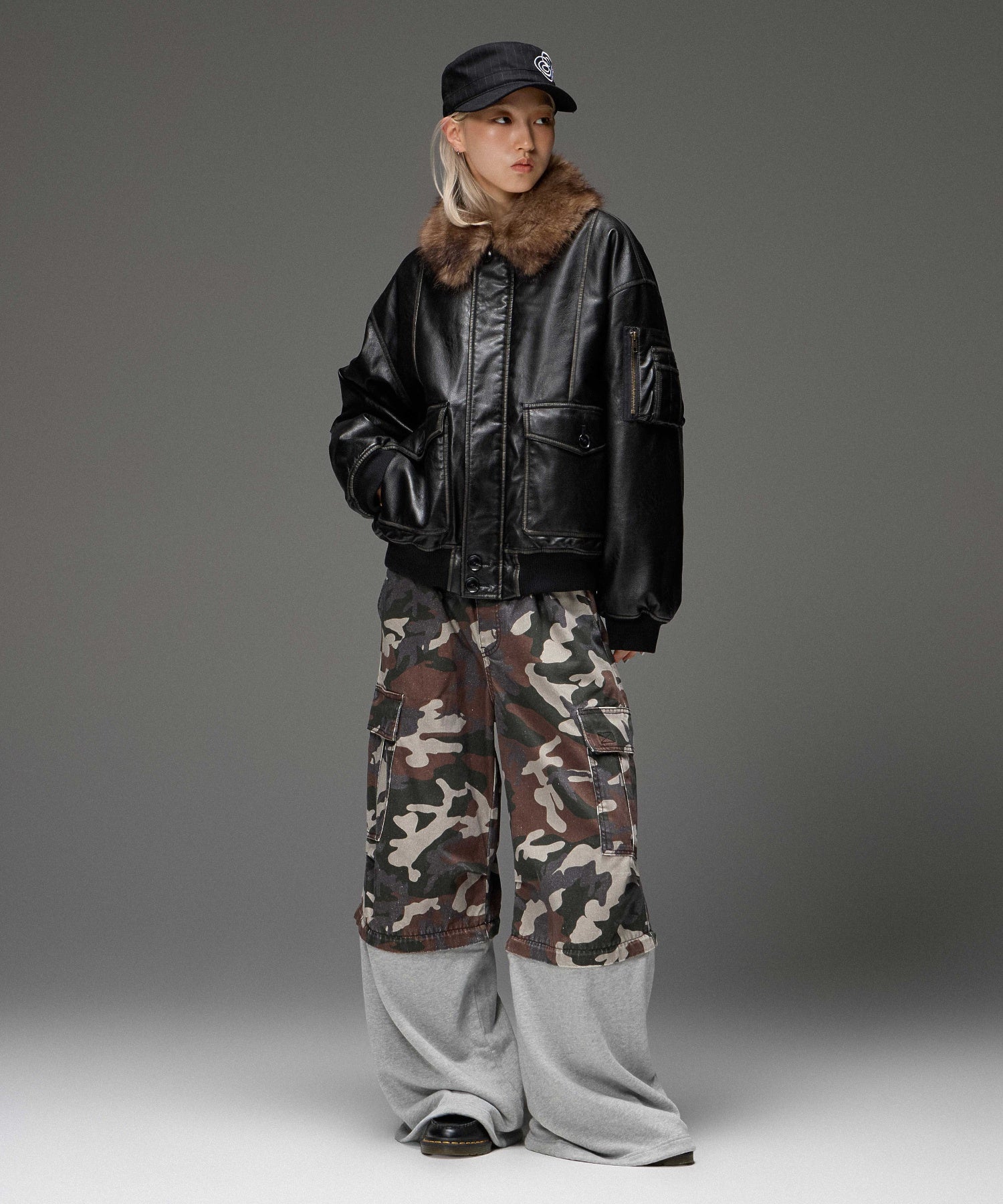 JERSEY MIX 2WAY WIDE LEG CARGO PANTS