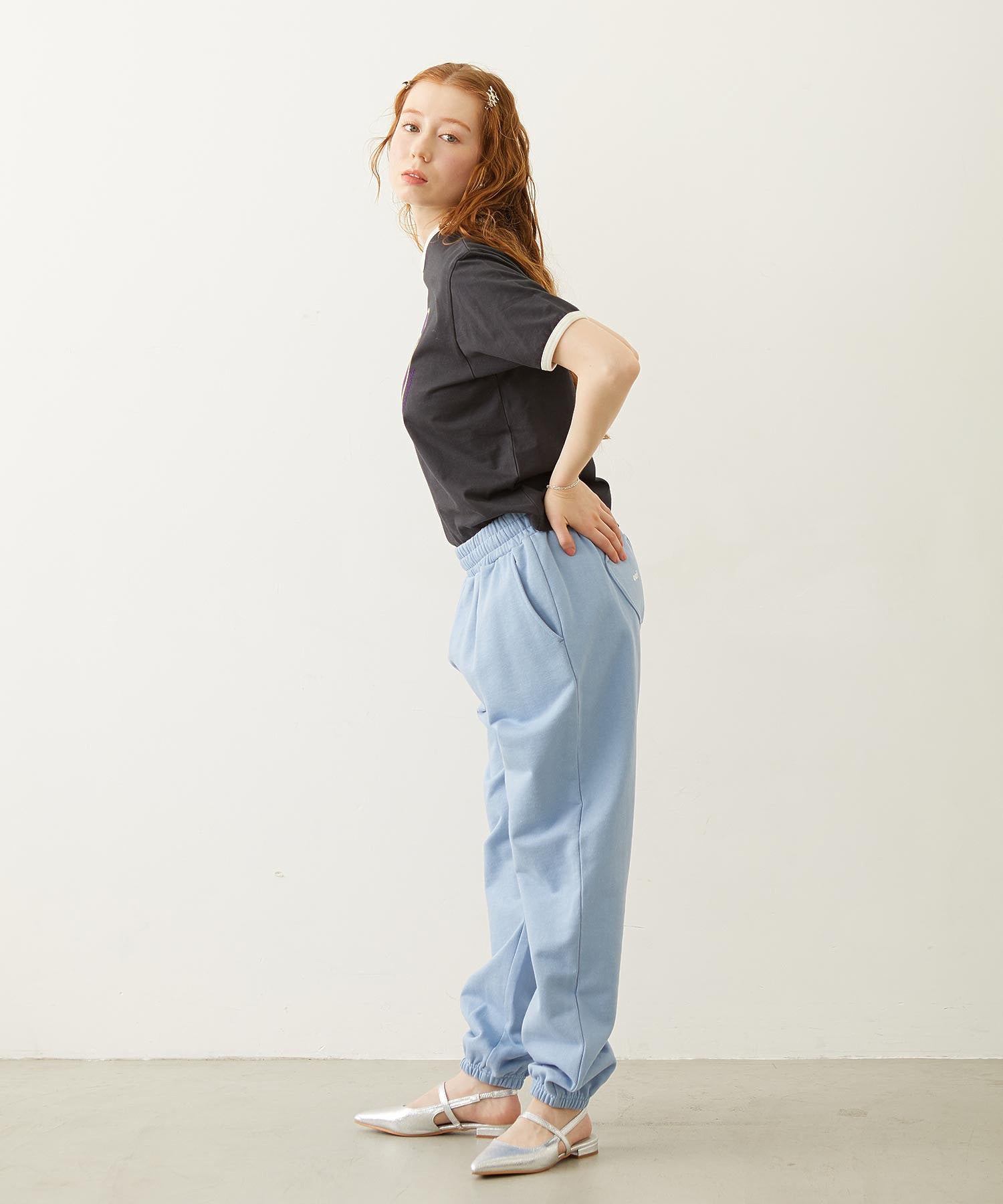 HEART LOGO FLOCK PRINT RINGER TEE