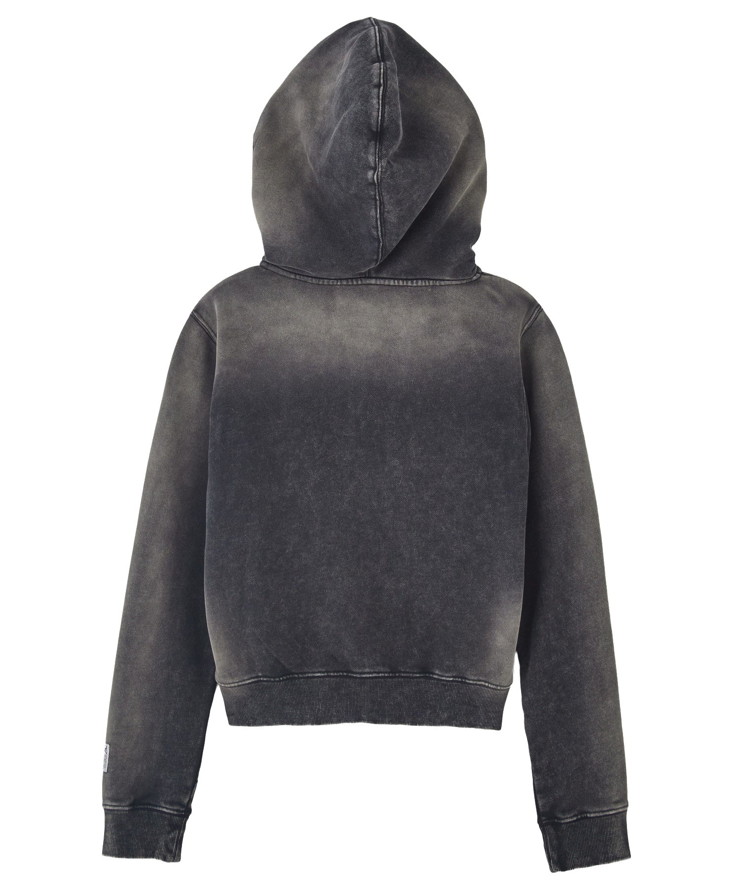 FACE LABEL WASHED COMPACT ZIP UP SWEAT HOODIE