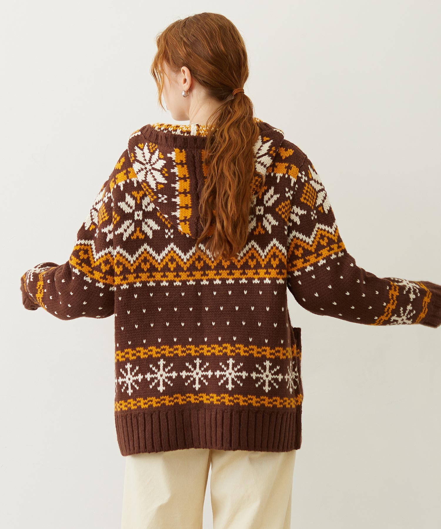 SNOW PATTERN COWICHAN KNIT JACKET