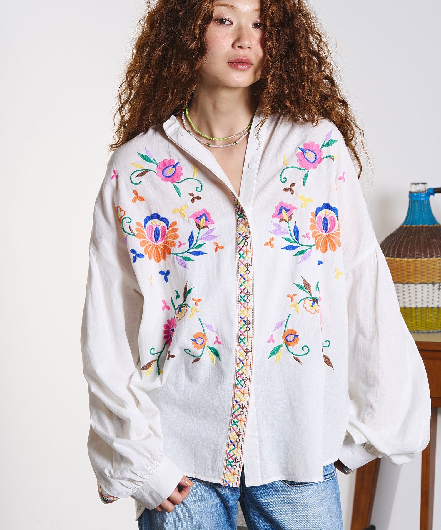 HLAADA for ROSEBUD/EMBROIDERY LONG SLEEVE SHIRT