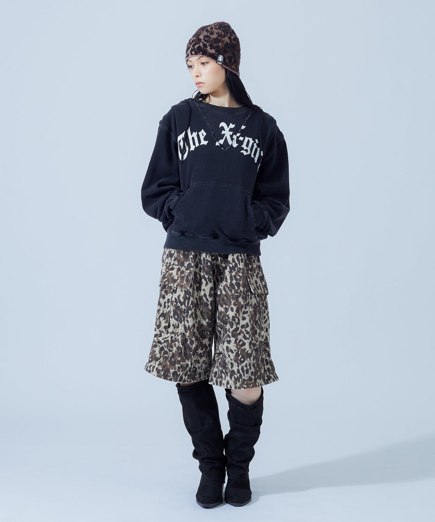 LEOPARD SHAGGY JACQUARD BEANIE