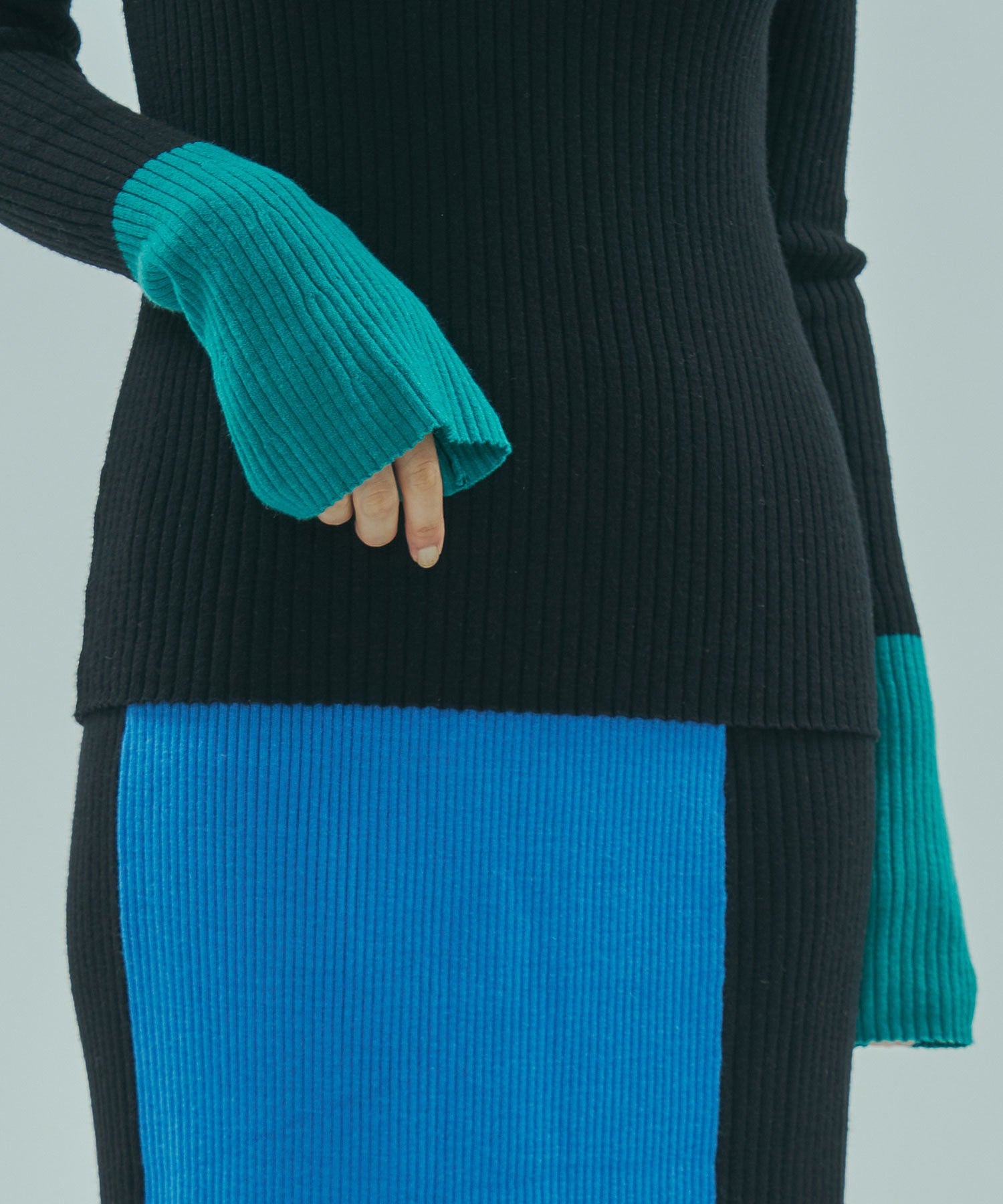 BICOLOR RIB KNIT TOP