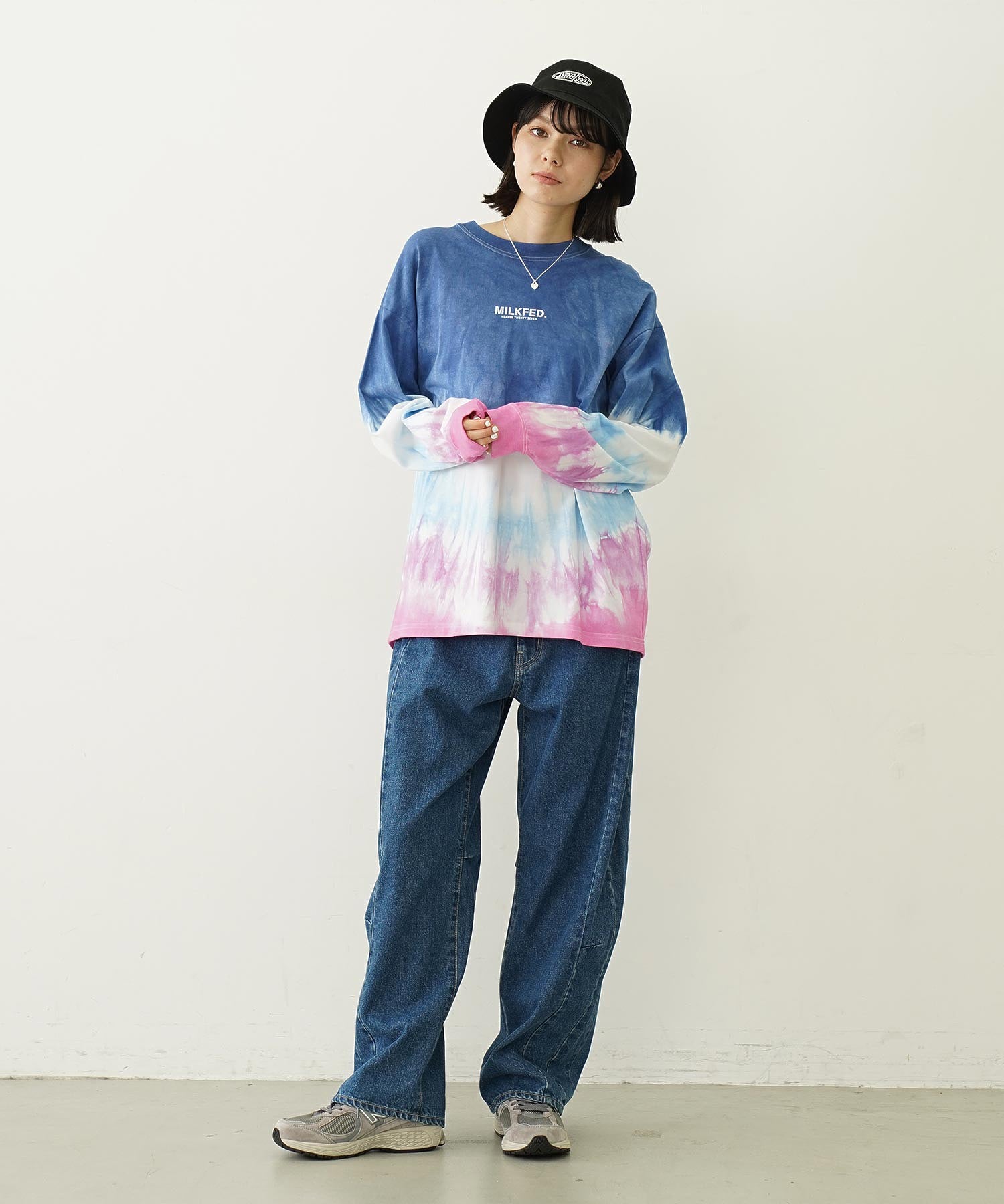 TIE DYED JAGGED PATTERN L/S TEE