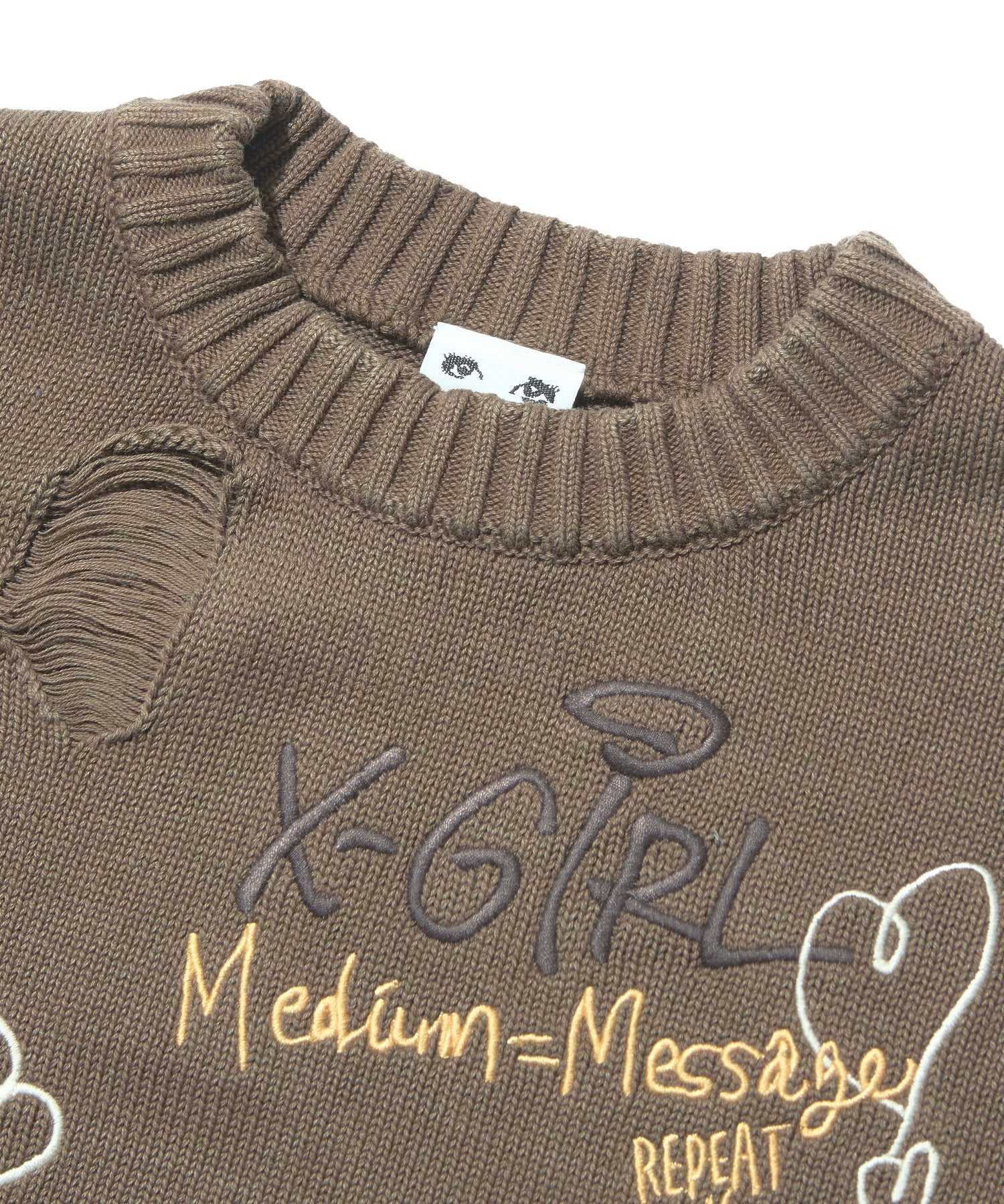 GRAFFITI LOGO DISTRESSED KNIT TOP