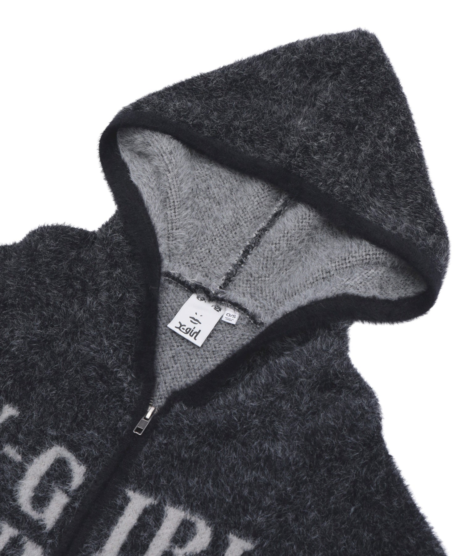 SHAGGY KNIT ZIP UP HOODIE