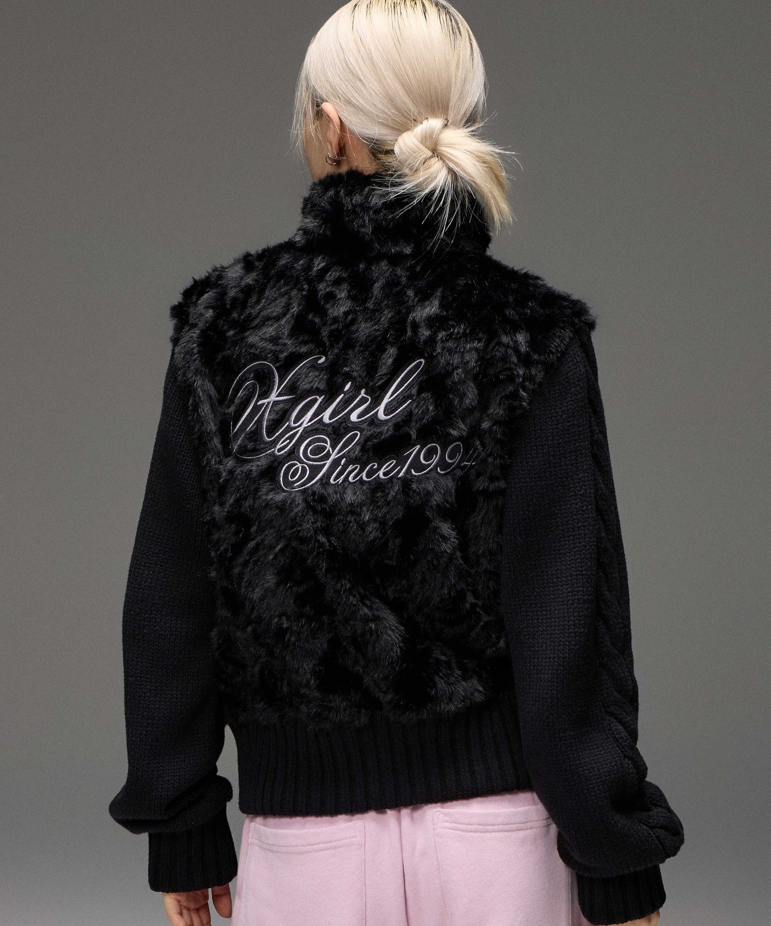 FAUX FUR AND KNIT JACKET