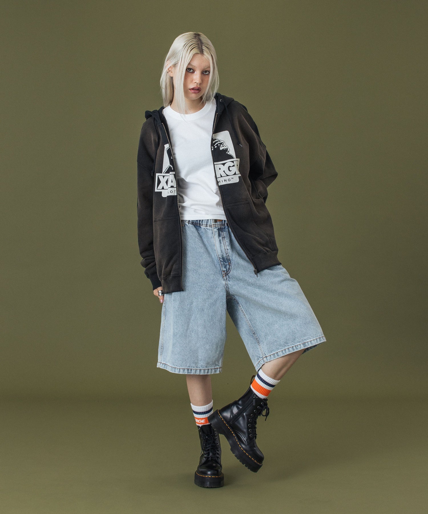 DISCHARGE PRINTED OG ZIP HOODED SWEATSHIRT