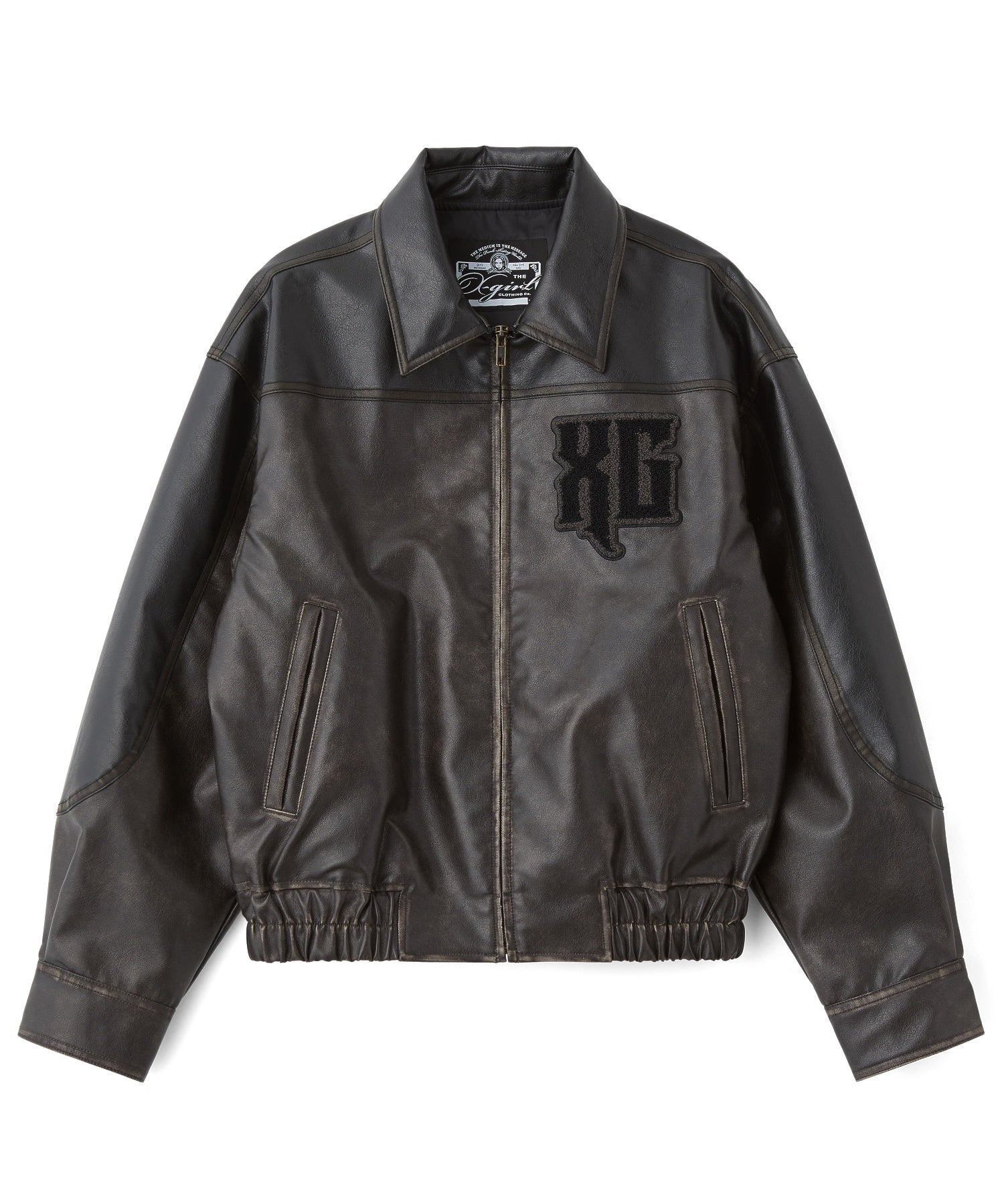 FAUX LEATHER LOGO PATCH JACKET