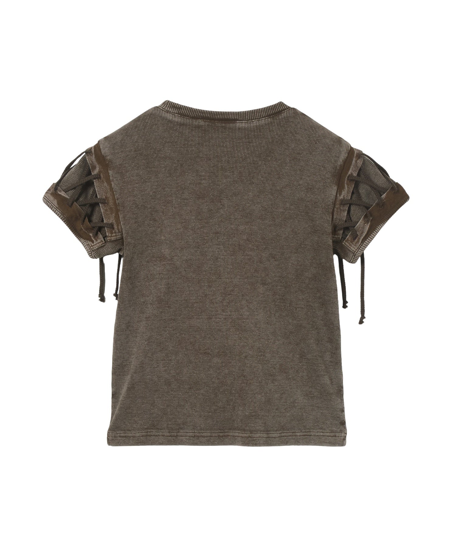 FADED LACED UP SLEEVE S/S COMPACT TOP