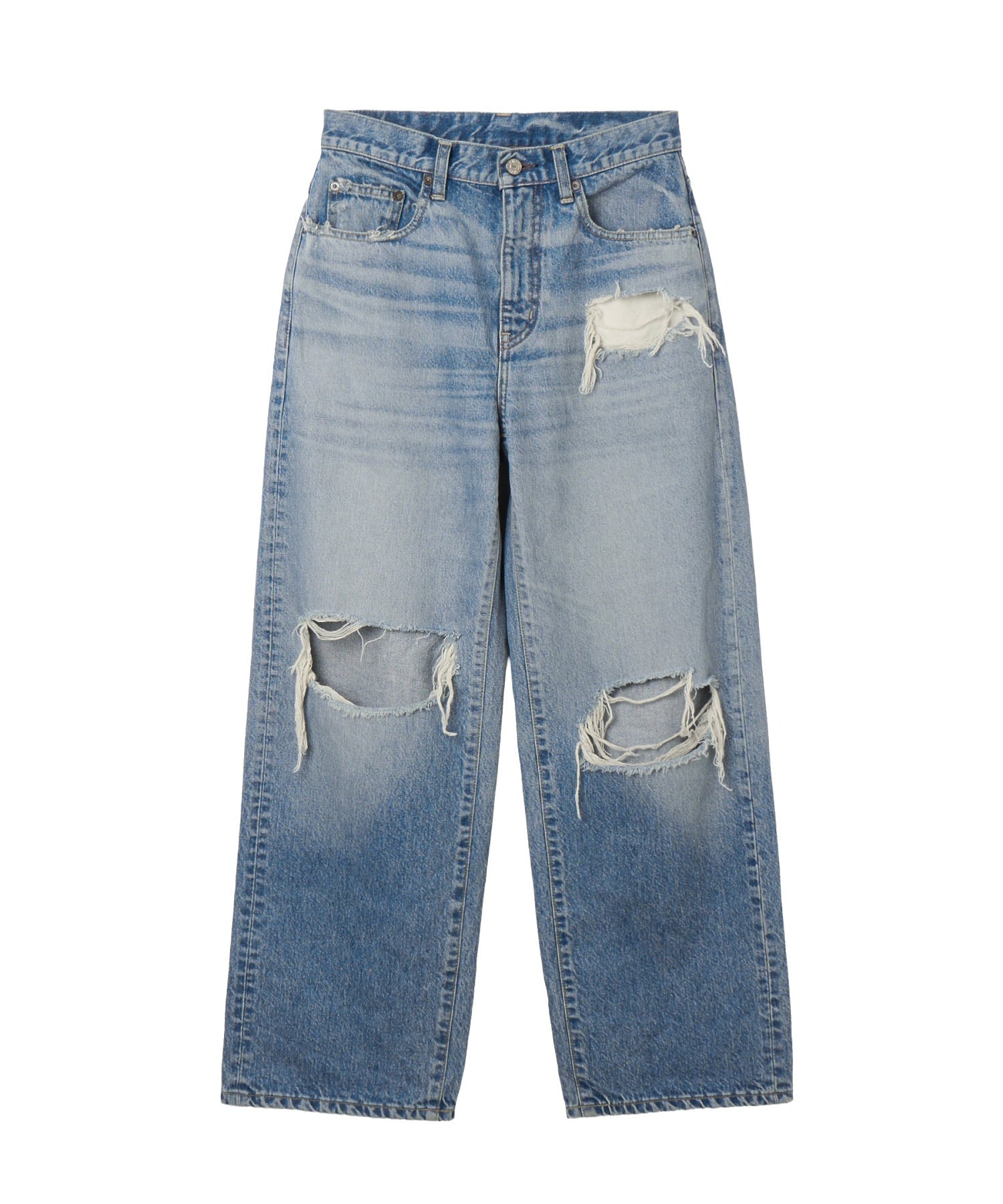 DISTRESSED WIDE LEG JEANS