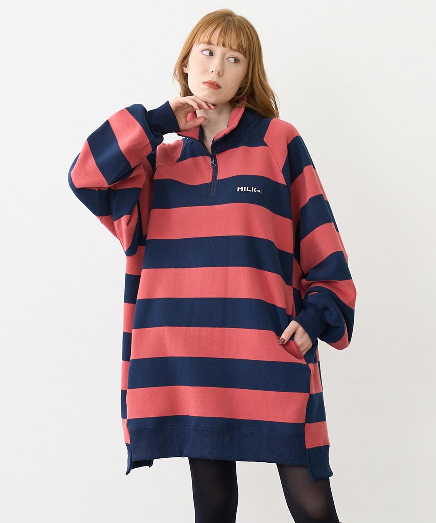 STRIPED TUNIC SWEATSHIRT