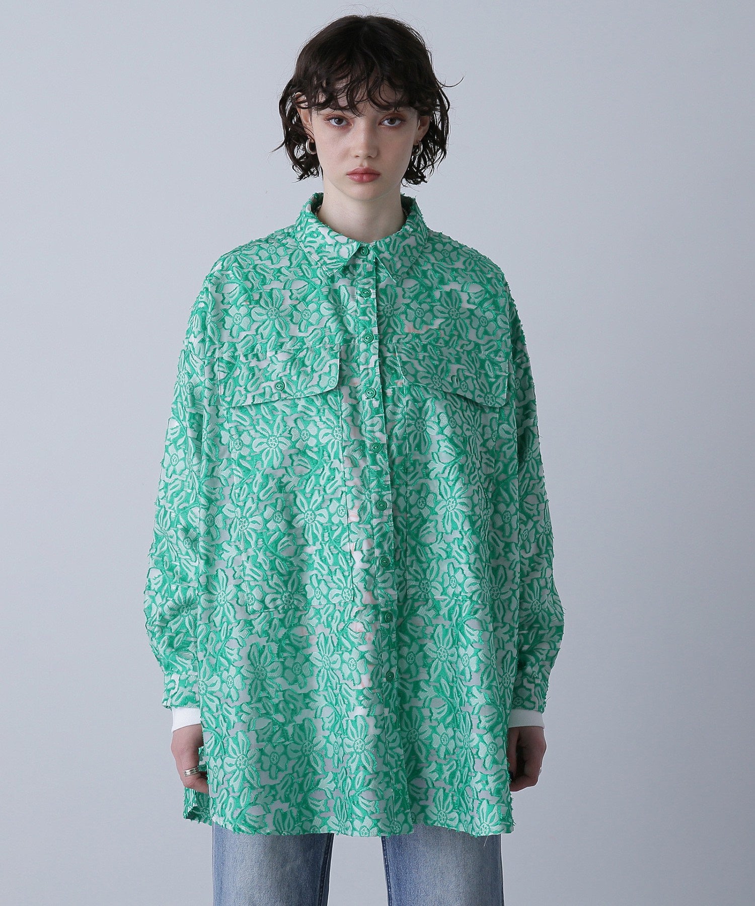 GENE HEAVENS/フラワーシアードビー ワークポケットビッグシャツ