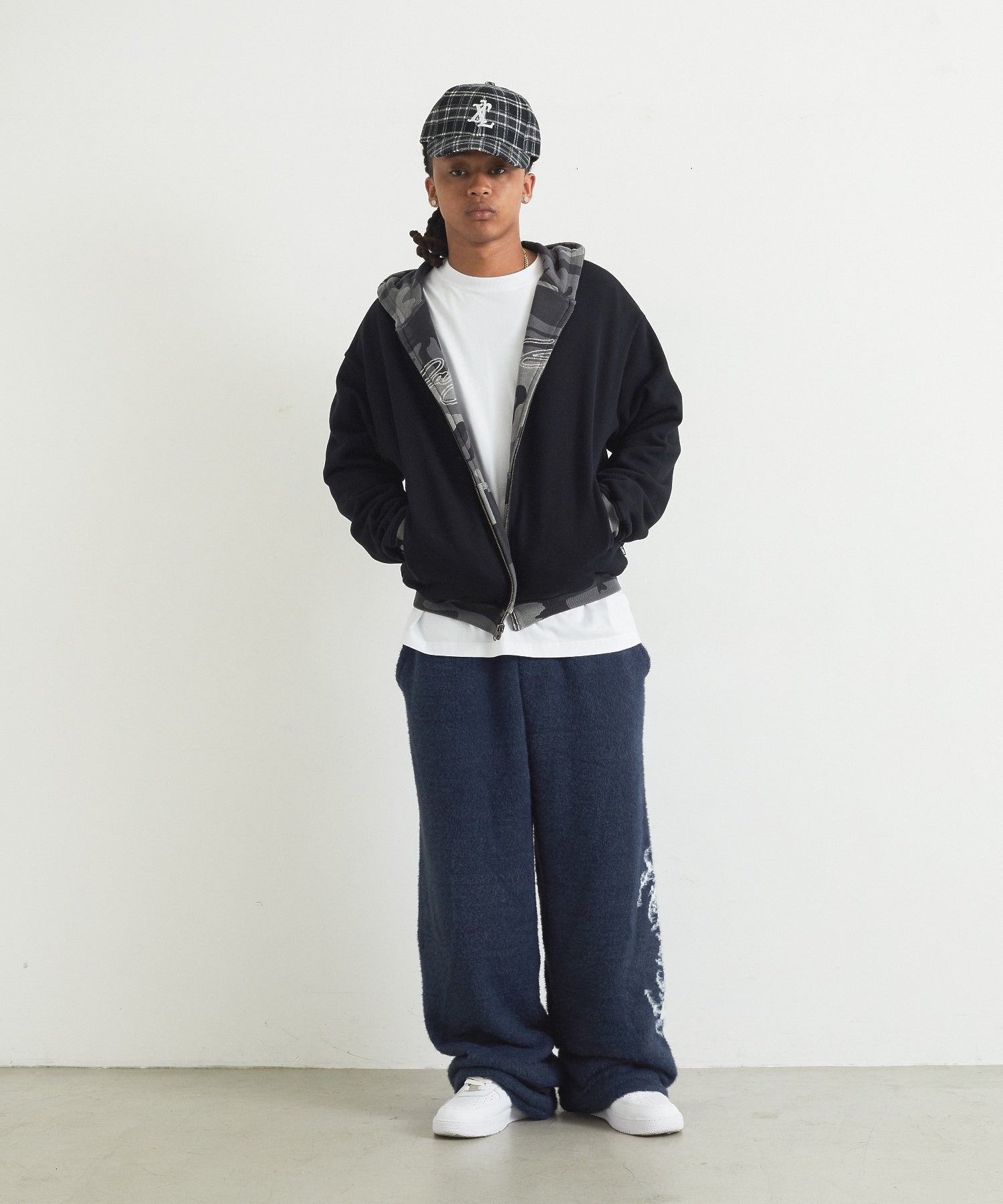 REVERSIBLE CAMO ZIP HOODED SWEATSHIRT