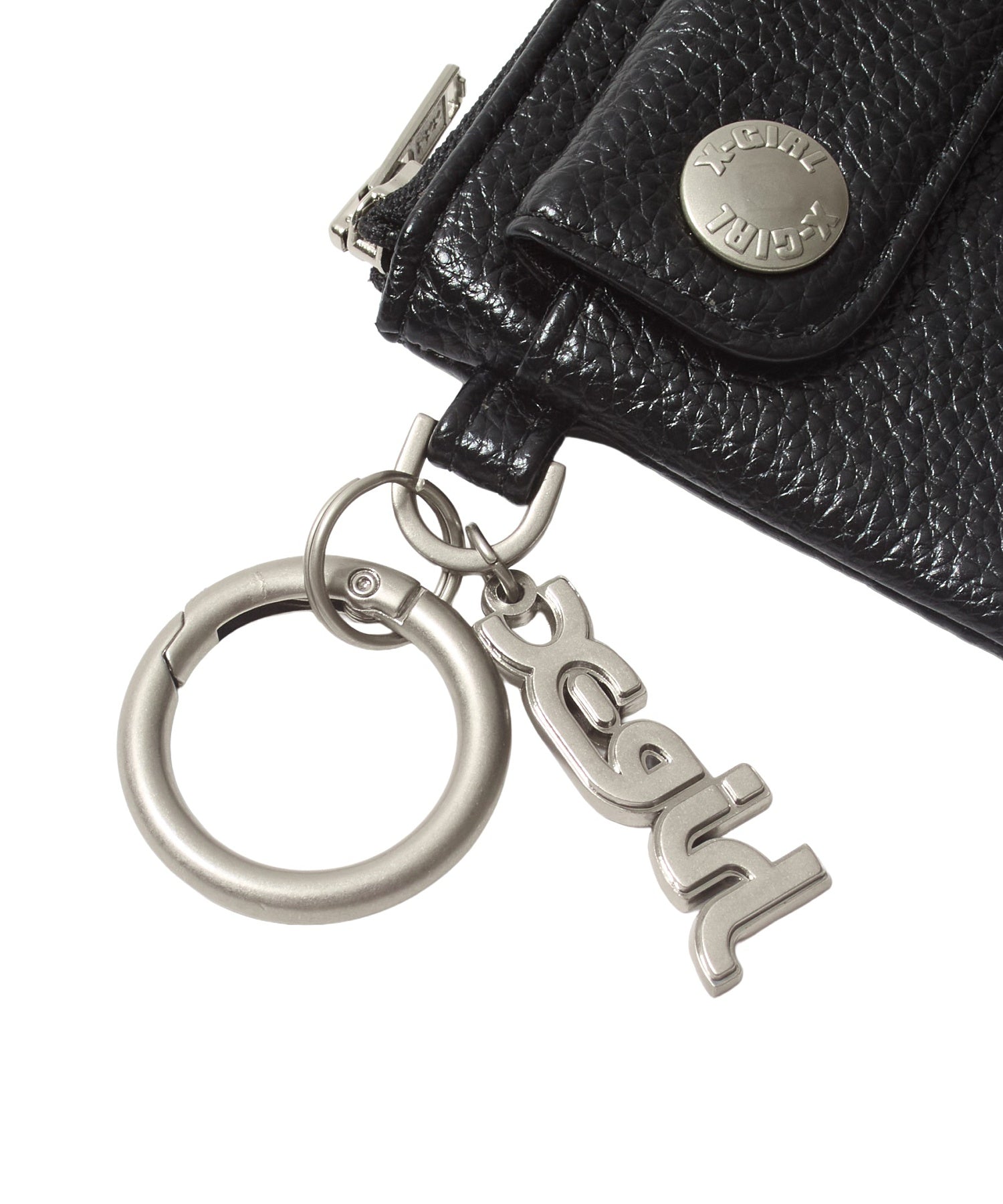 MILLS LOGO CHARM FAUX LEATHER COMPACT WALLET
