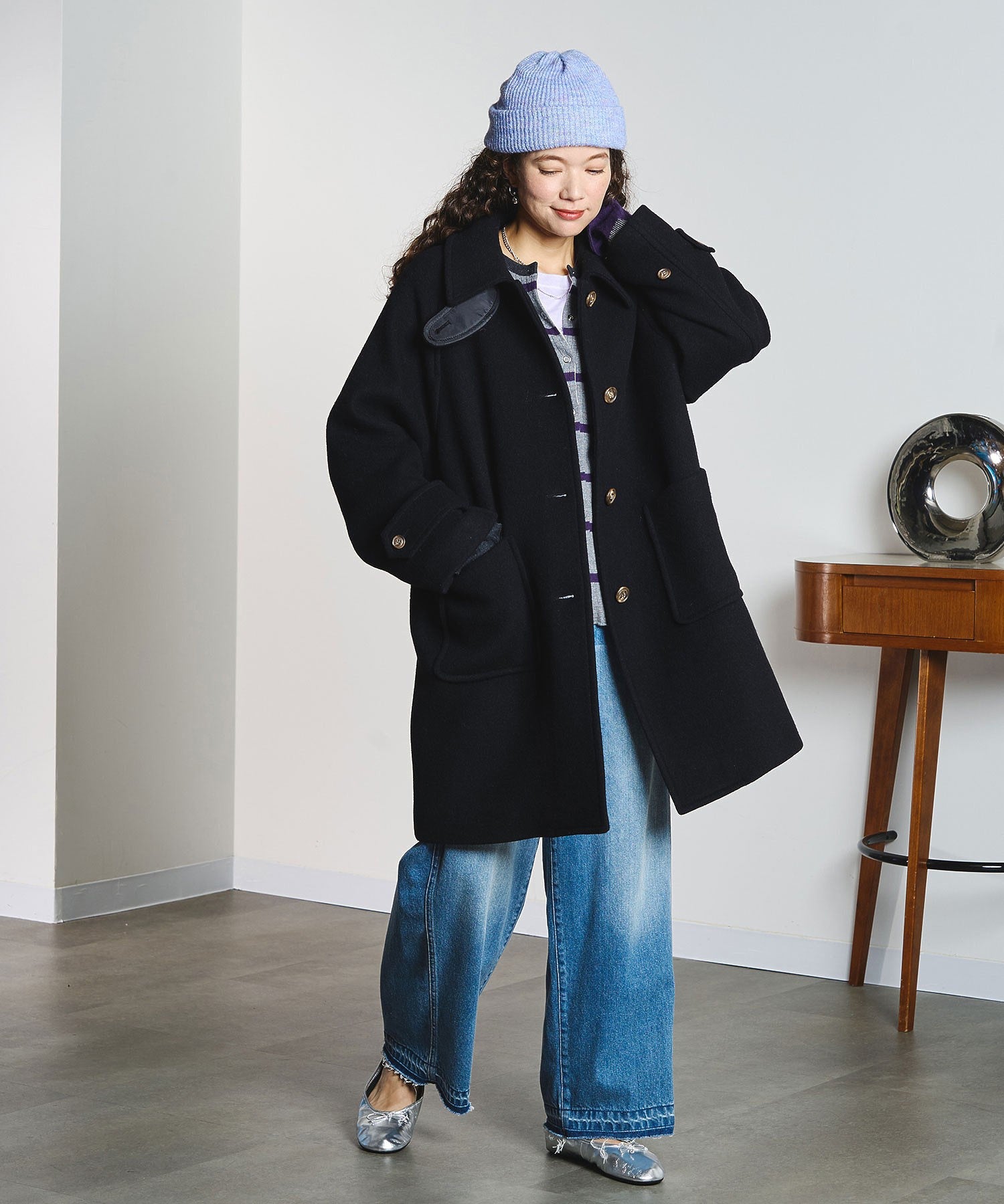 CREOLME/BARREL FIT DENIM PANTS