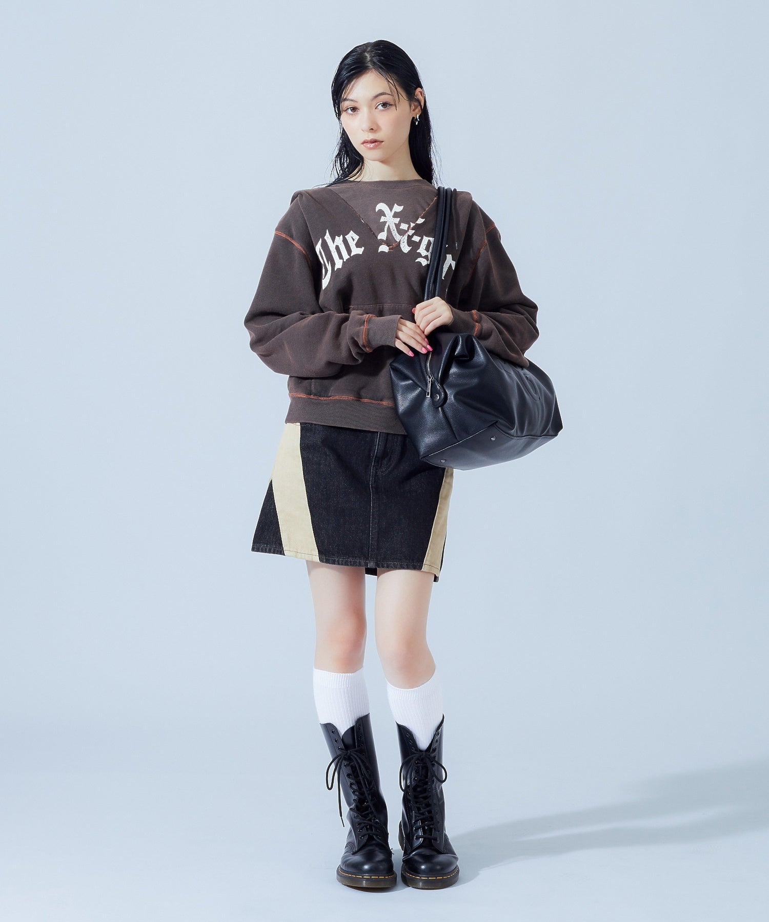 LAYERED STYLE FRONT SLIT SWEAT HOODIE