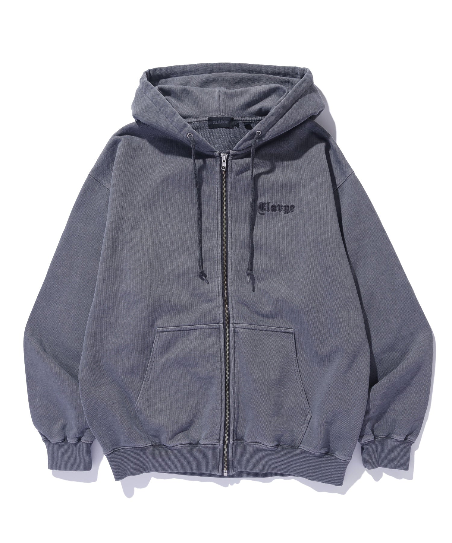 PIGMENT EMBOSSED ZIP HOODED SWEATSHIRT