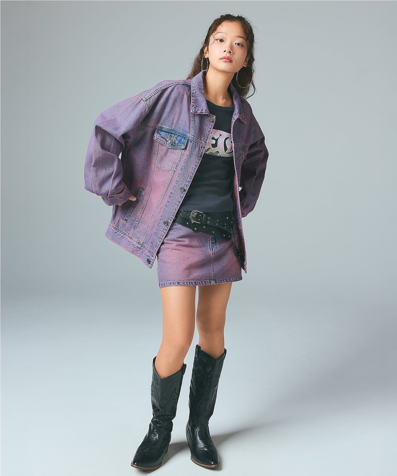 CURSIVE LOGO DENIM MINI SKIRT