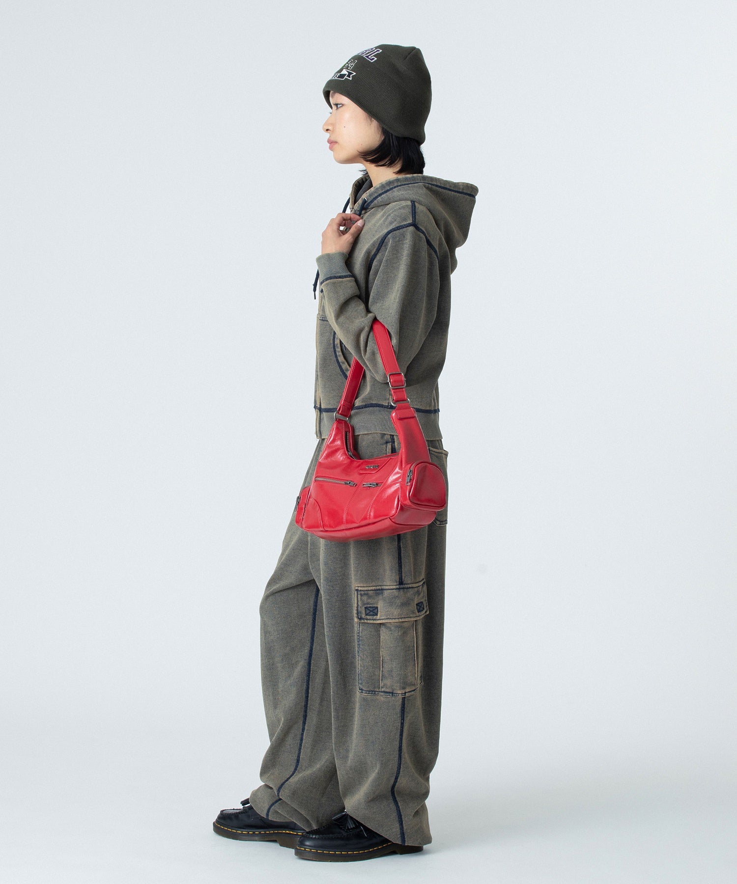 OVERDYED NUMBER PATCH ZIP UP HOODIE